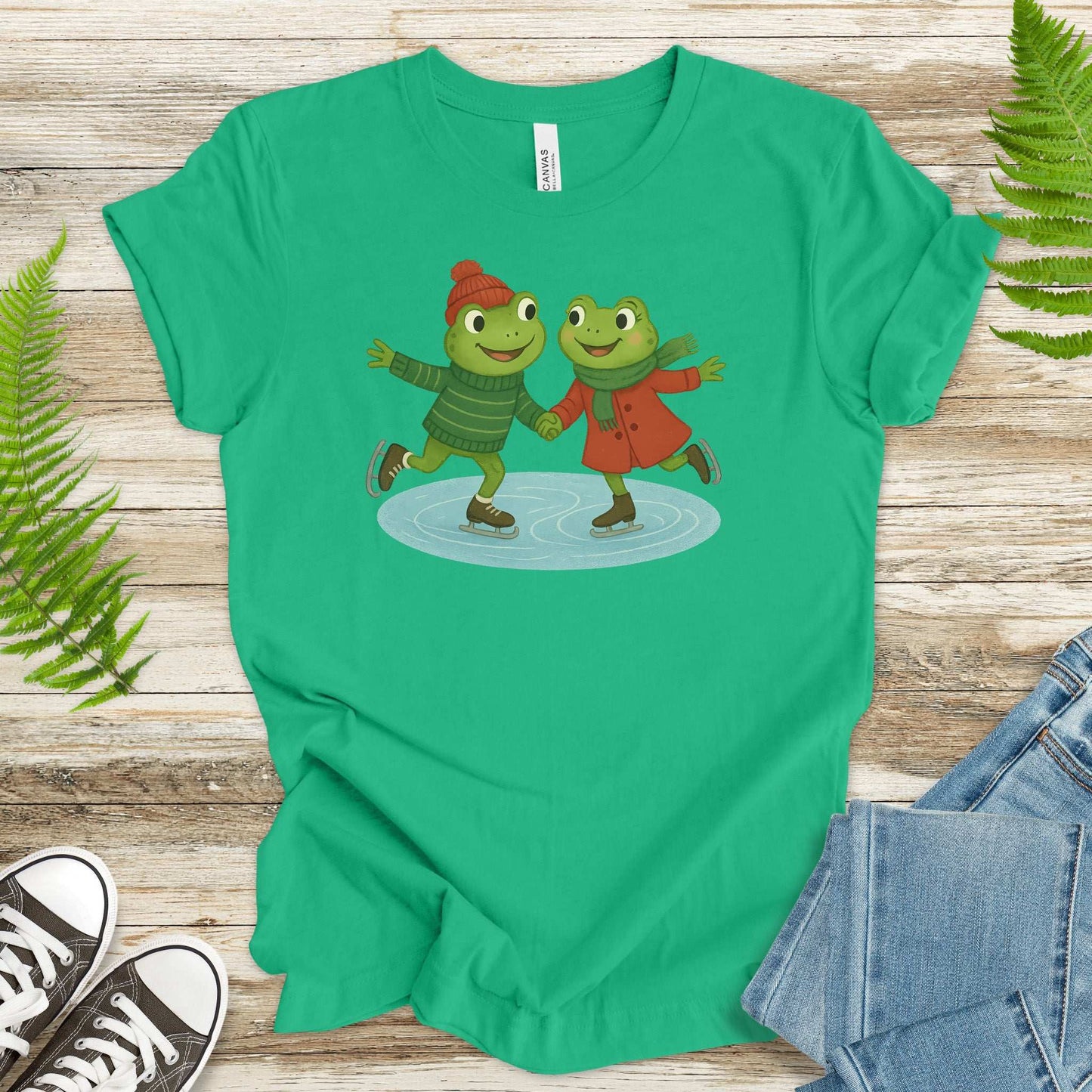 Skating Froggies T-Shirt – Cute Frog Ice Skating Winter Tee