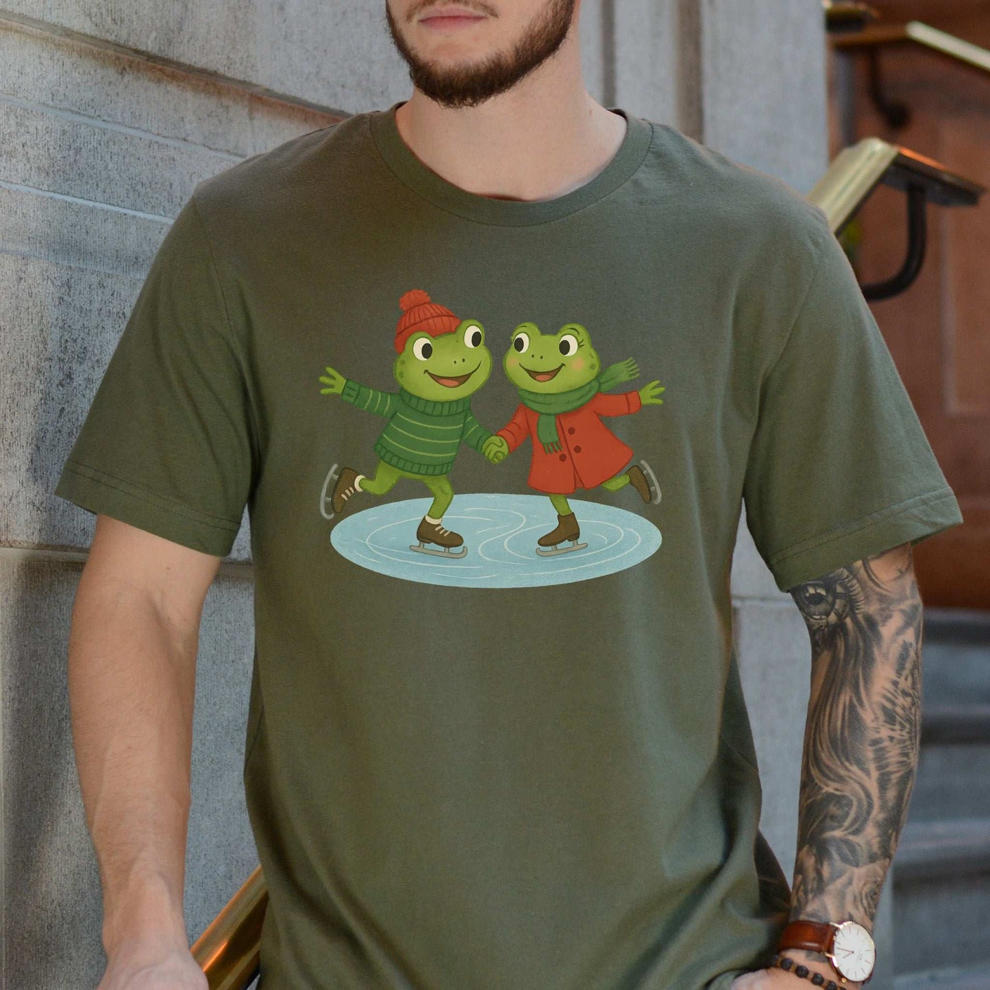 Skating Froggies T-Shirt – Cute Frog Ice Skating Winter Tee