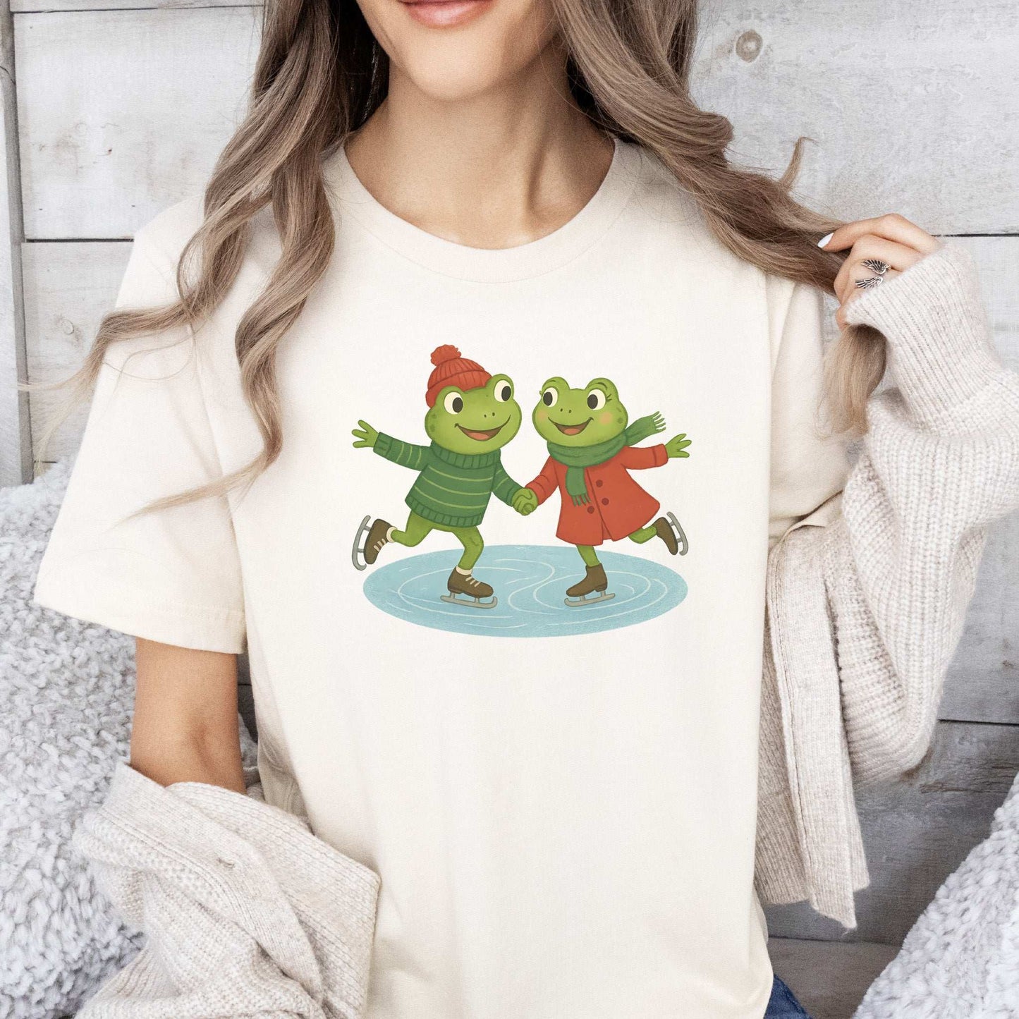 Skating Froggies T-Shirt – Cute Frog Ice Skating Winter Tee