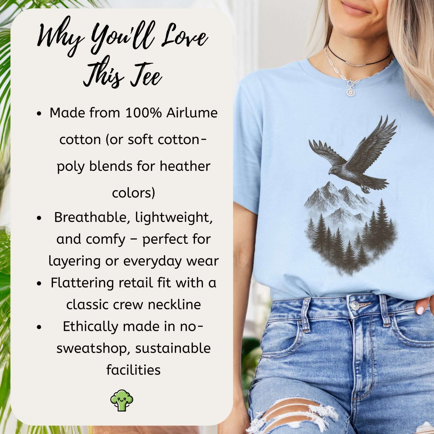 Eagle Over Mountains T-Shirt – Vintage Wilderness Spirit Animal Sketch
