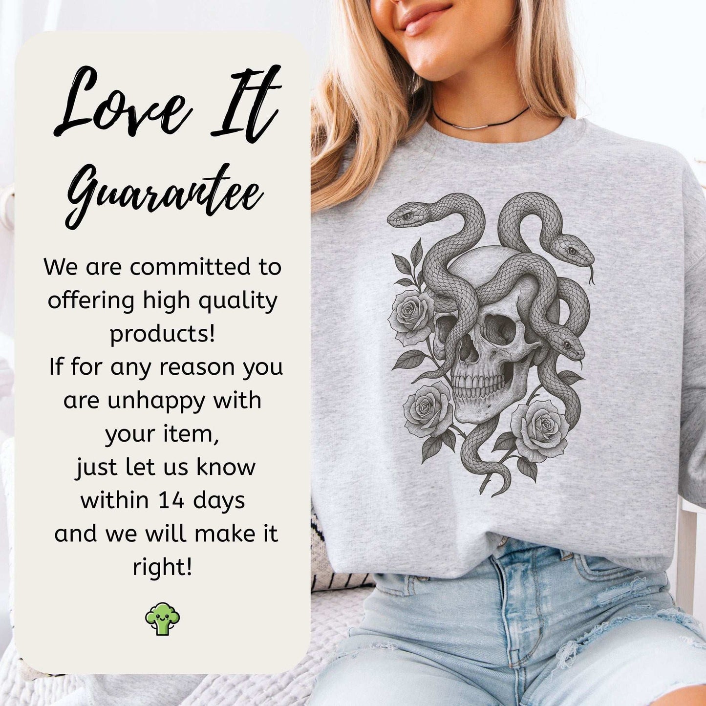 Snake and Skull Sweatshirt – Spirit Animal of Transformation and Rebirth