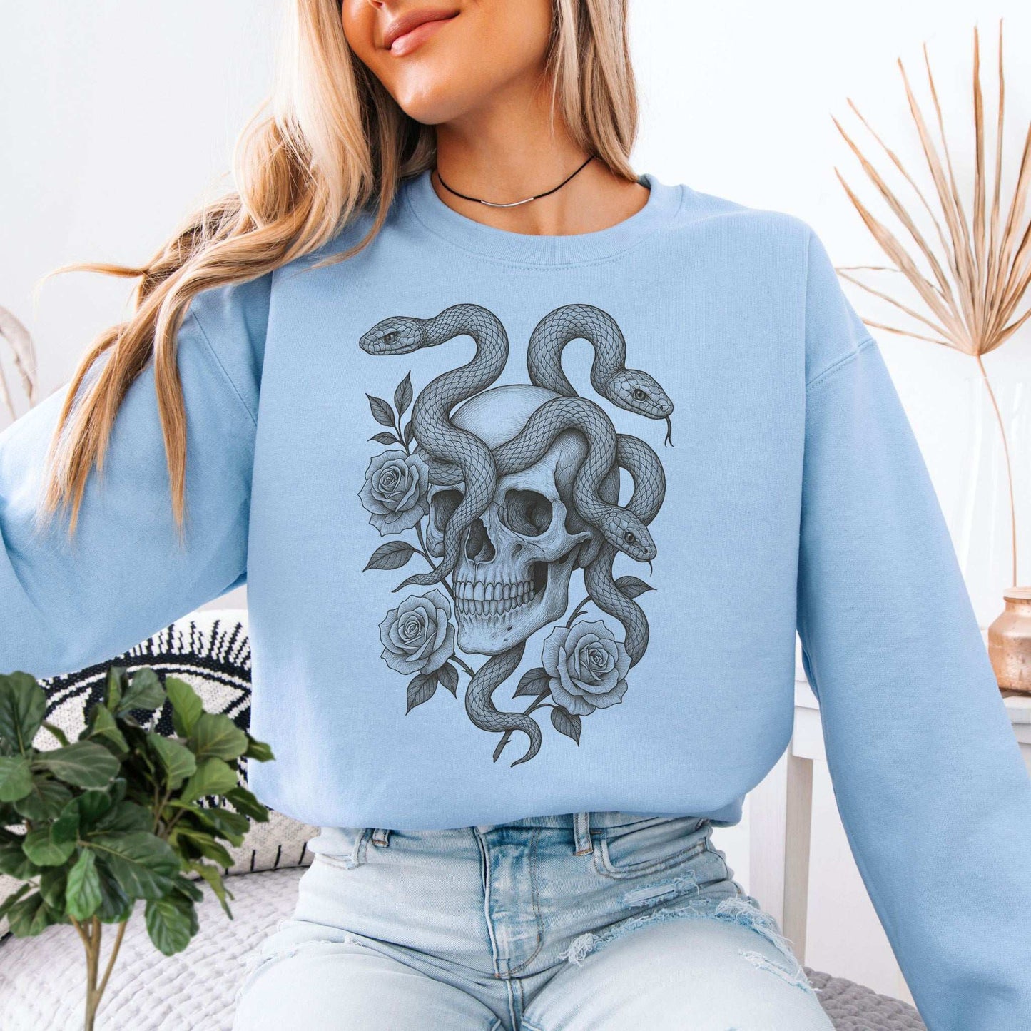 Snake and Skull Sweatshirt – Spirit Animal of Transformation and Rebirth