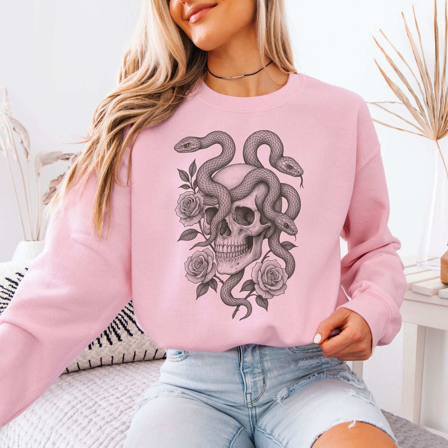 Snake and Skull Sweatshirt – Spirit Animal of Transformation and Rebirth