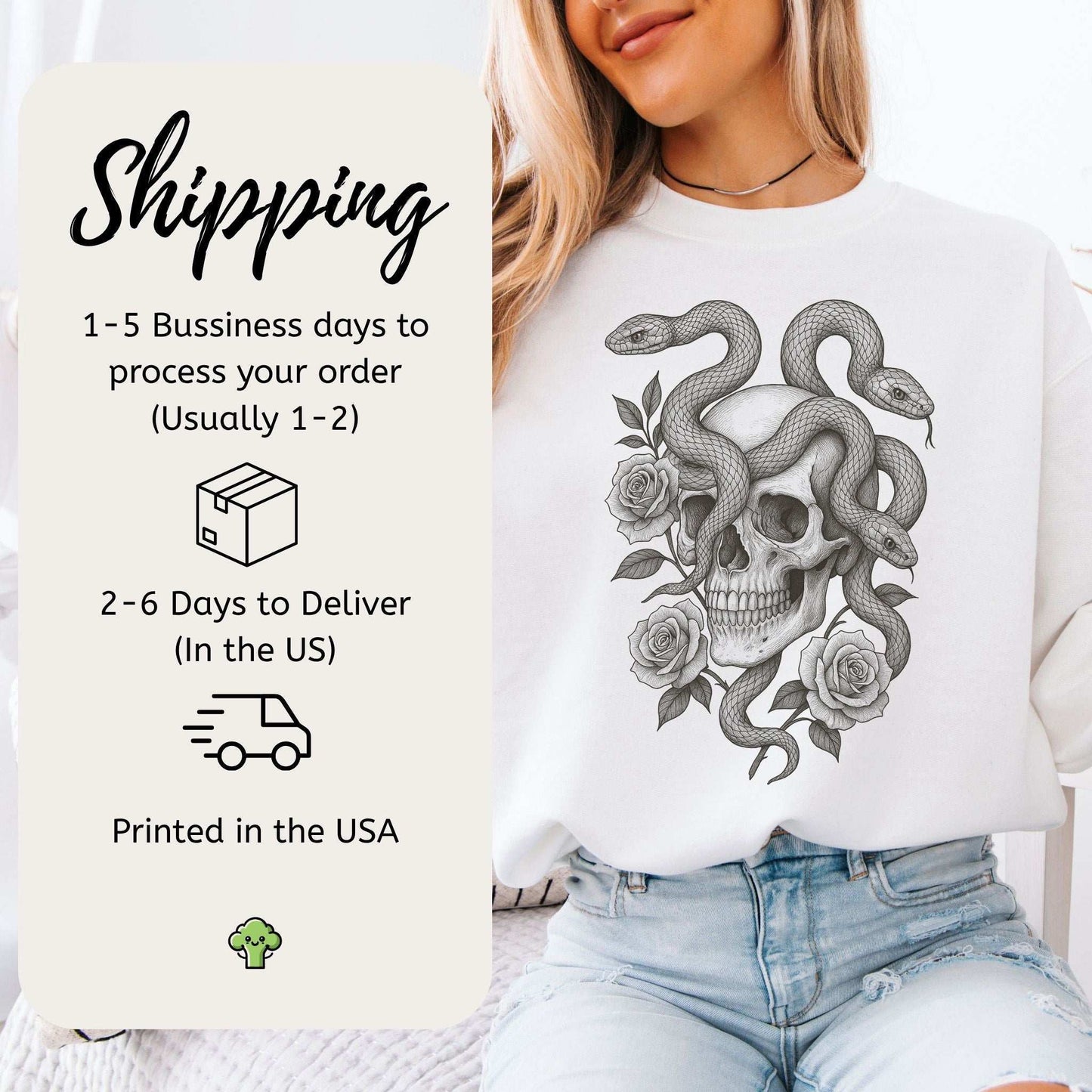 Snake and Skull Sweatshirt – Spirit Animal of Transformation and Rebirth