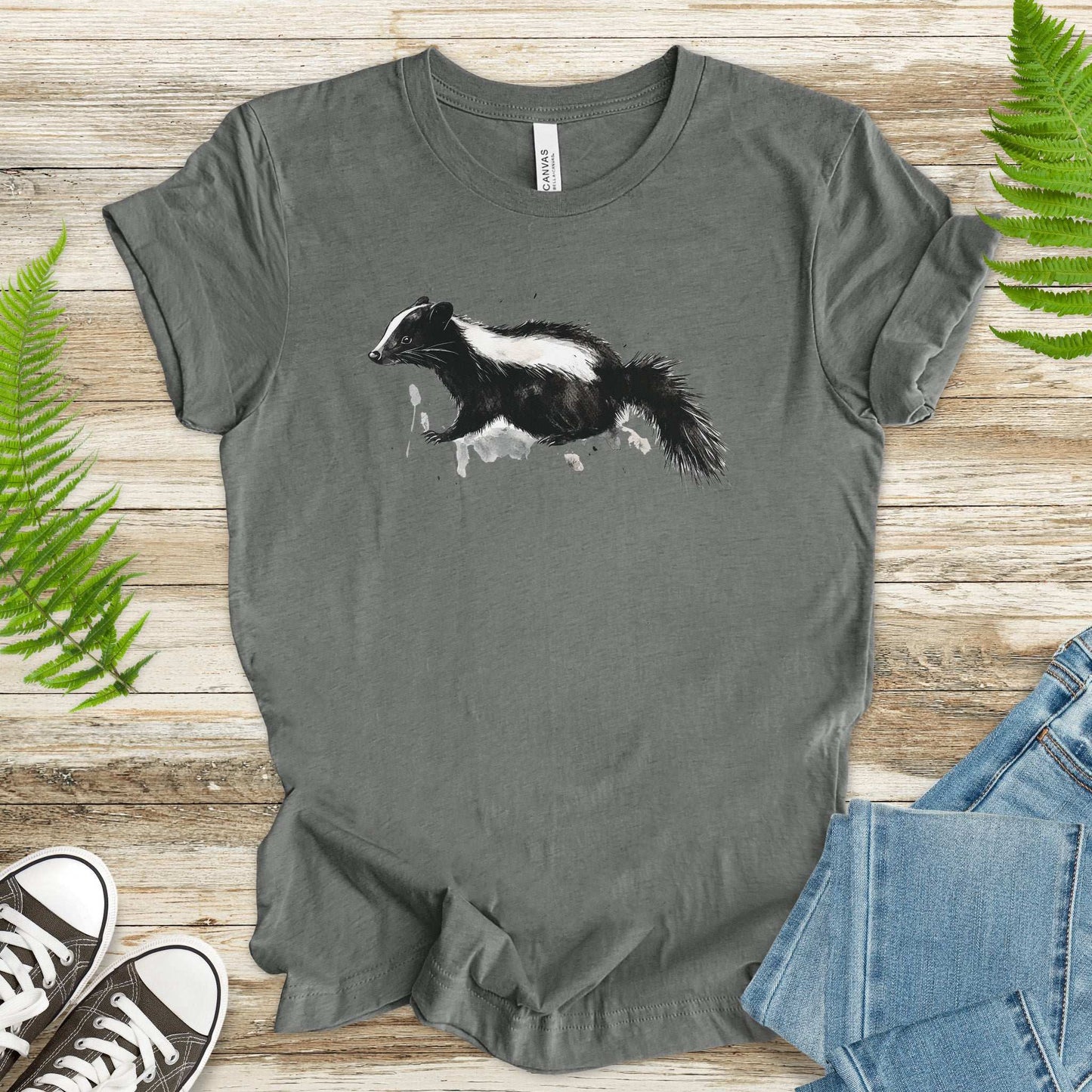 Watercolor Skunk T-Shirt – Cute & Quirky Forest Animal Lover Tee