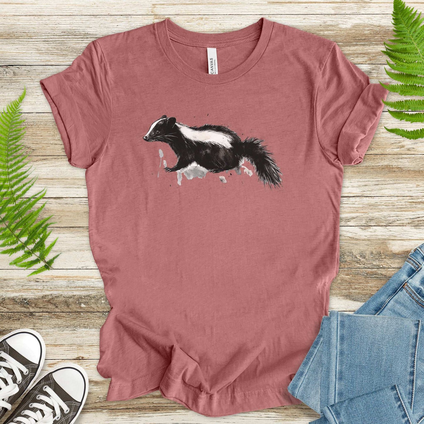 Watercolor Skunk T-Shirt – Cute & Quirky Forest Animal Lover Tee