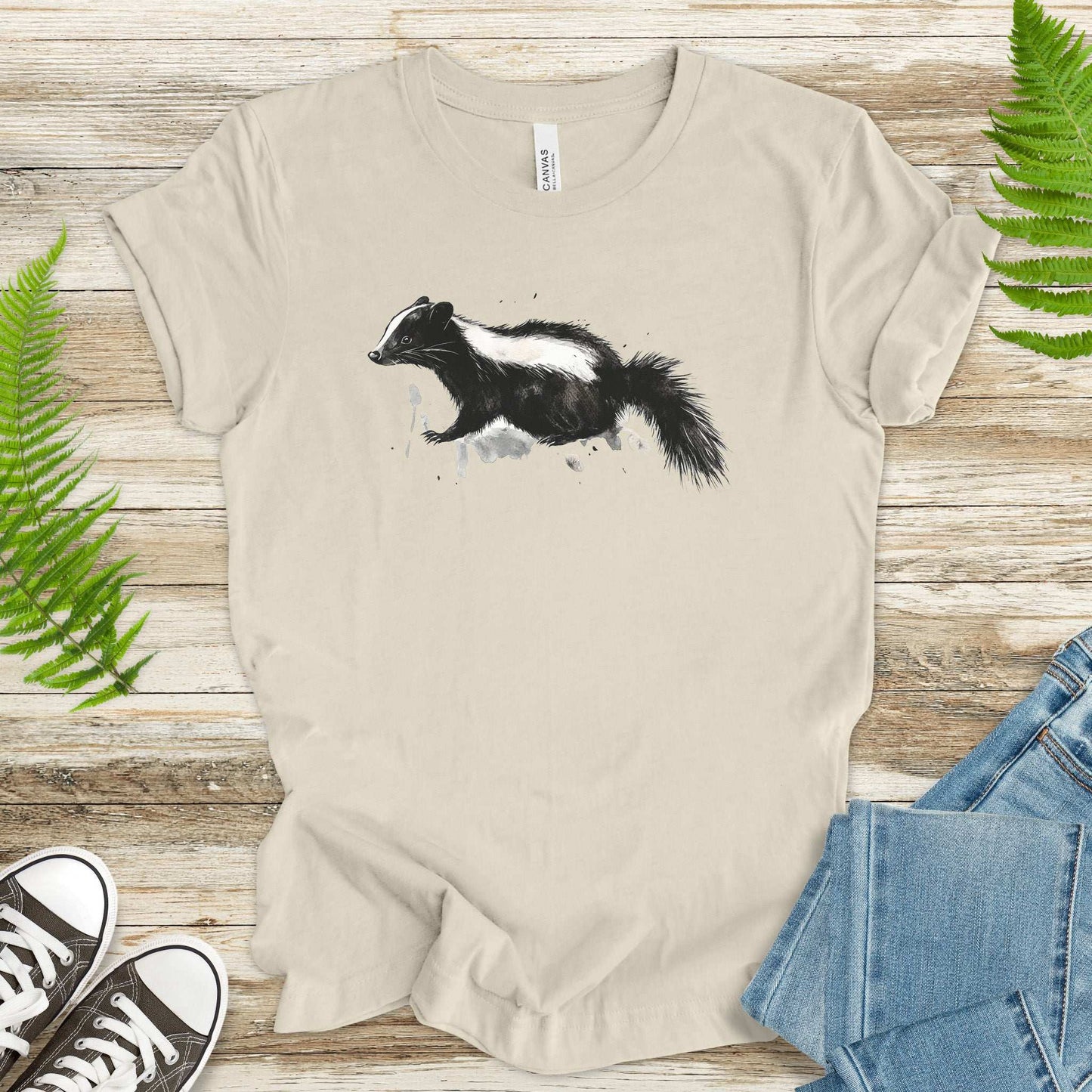 Watercolor Skunk T-Shirt – Cute & Quirky Forest Animal Lover Tee