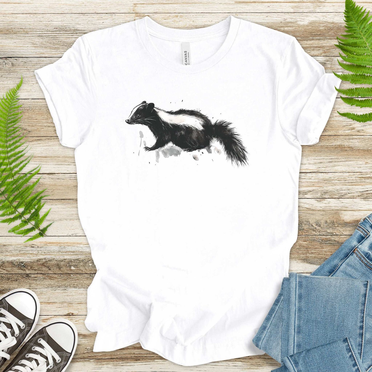 Watercolor Skunk T-Shirt – Cute & Quirky Forest Animal Lover Tee