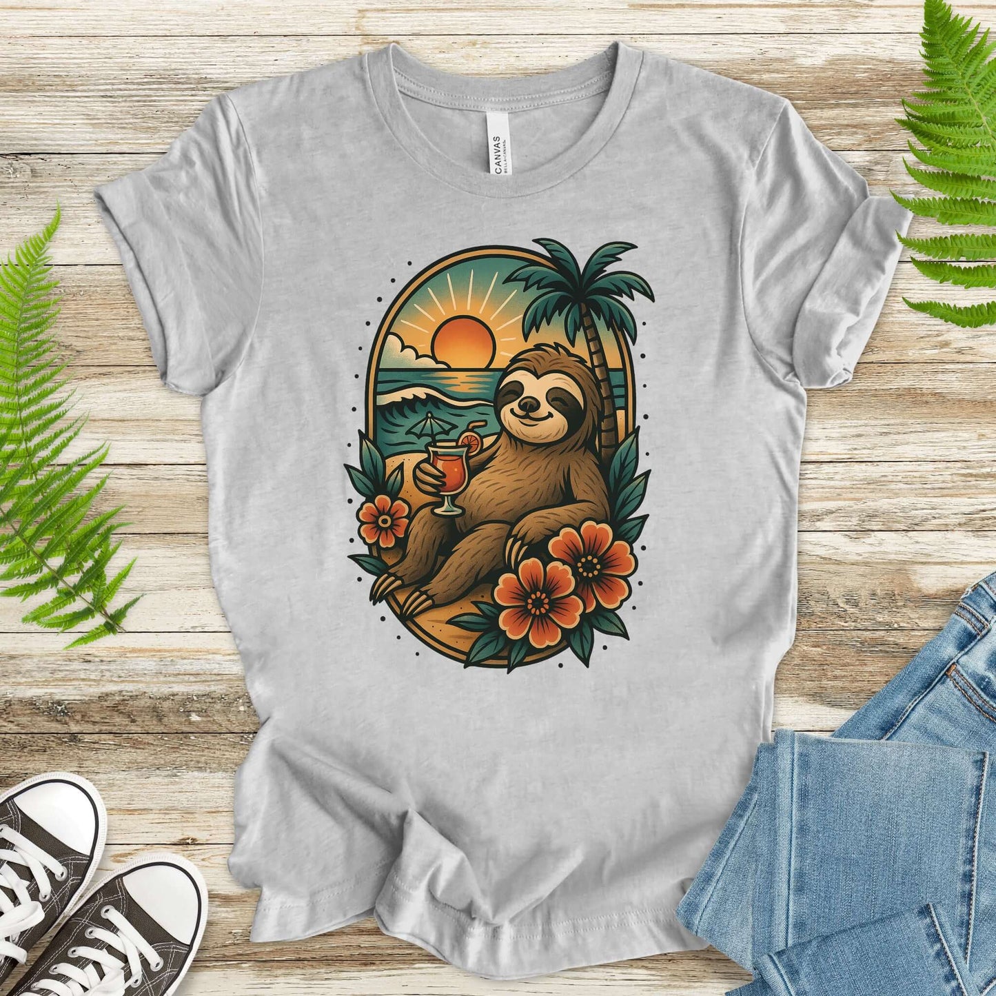 Sloth Beach Vibes Vacation T-Shirt