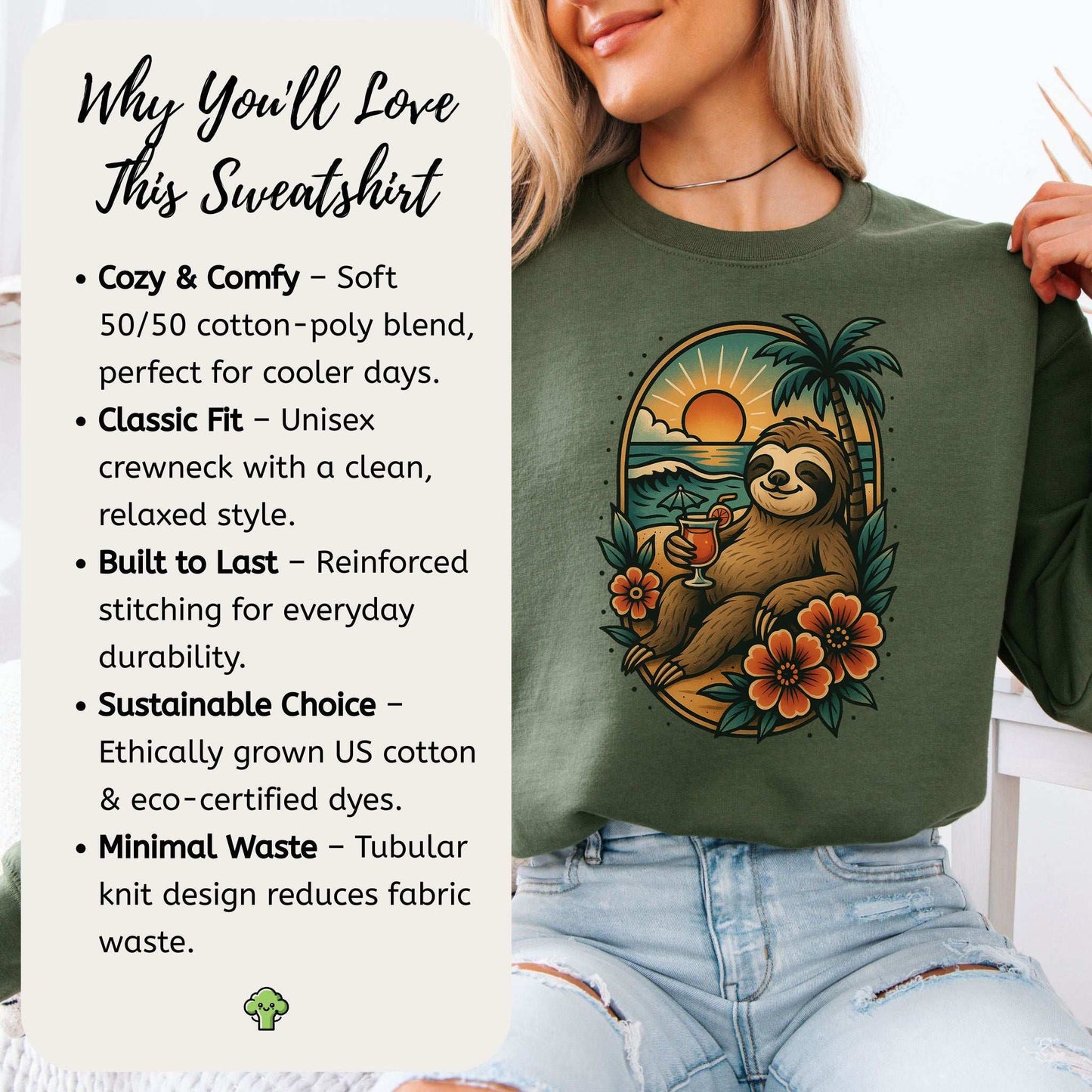 Sloth Beach Sweatshirt – Vacation Vibes for Chill Animal Lovers