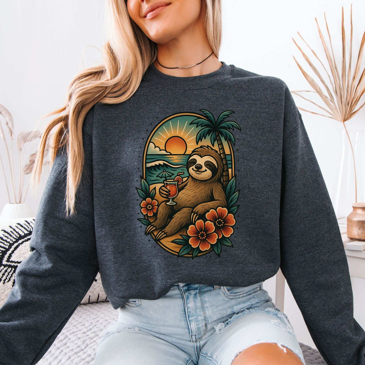 Sloth Beach Sweatshirt – Vacation Vibes for Chill Animal Lovers