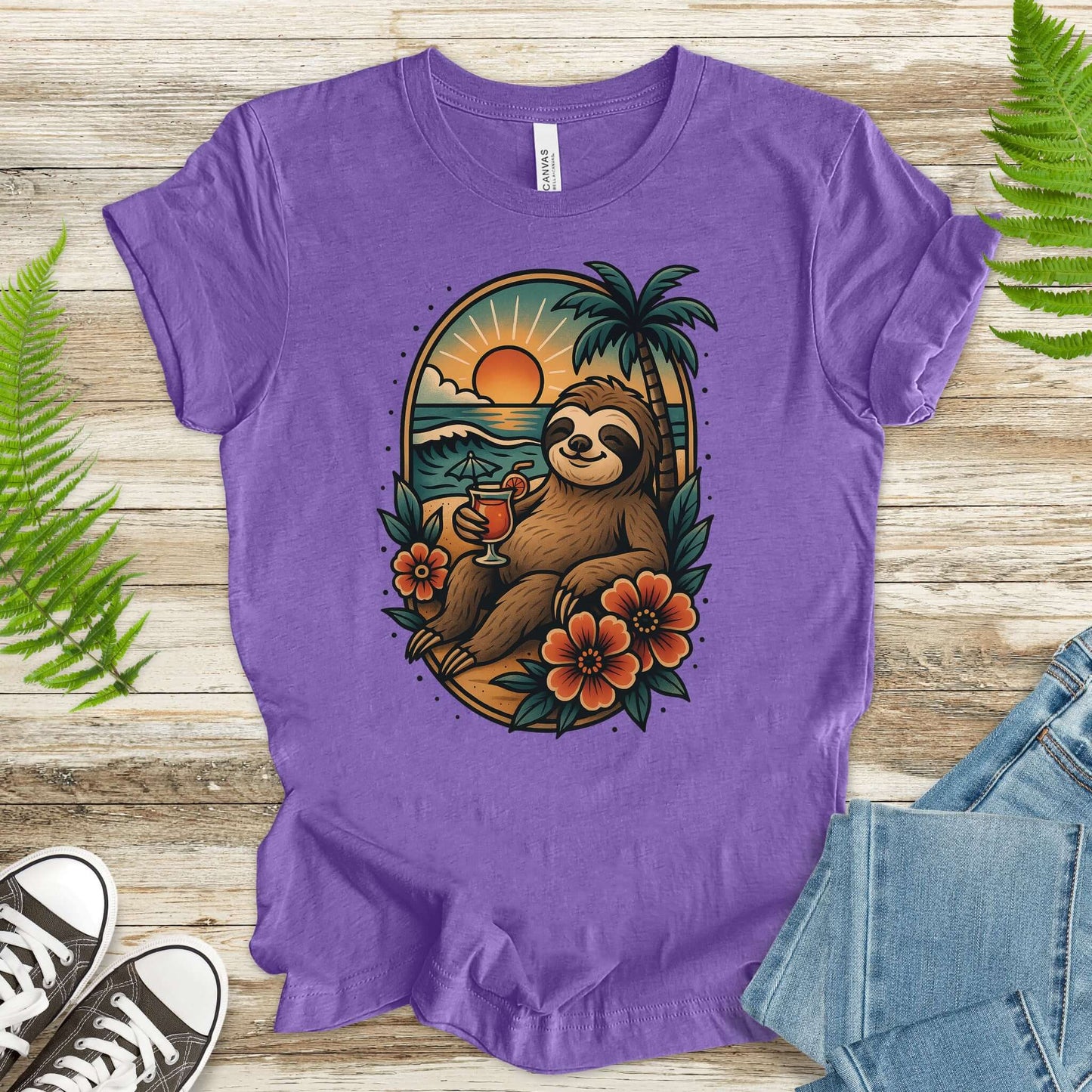 Sloth Beach Vibes Vacation T-Shirt