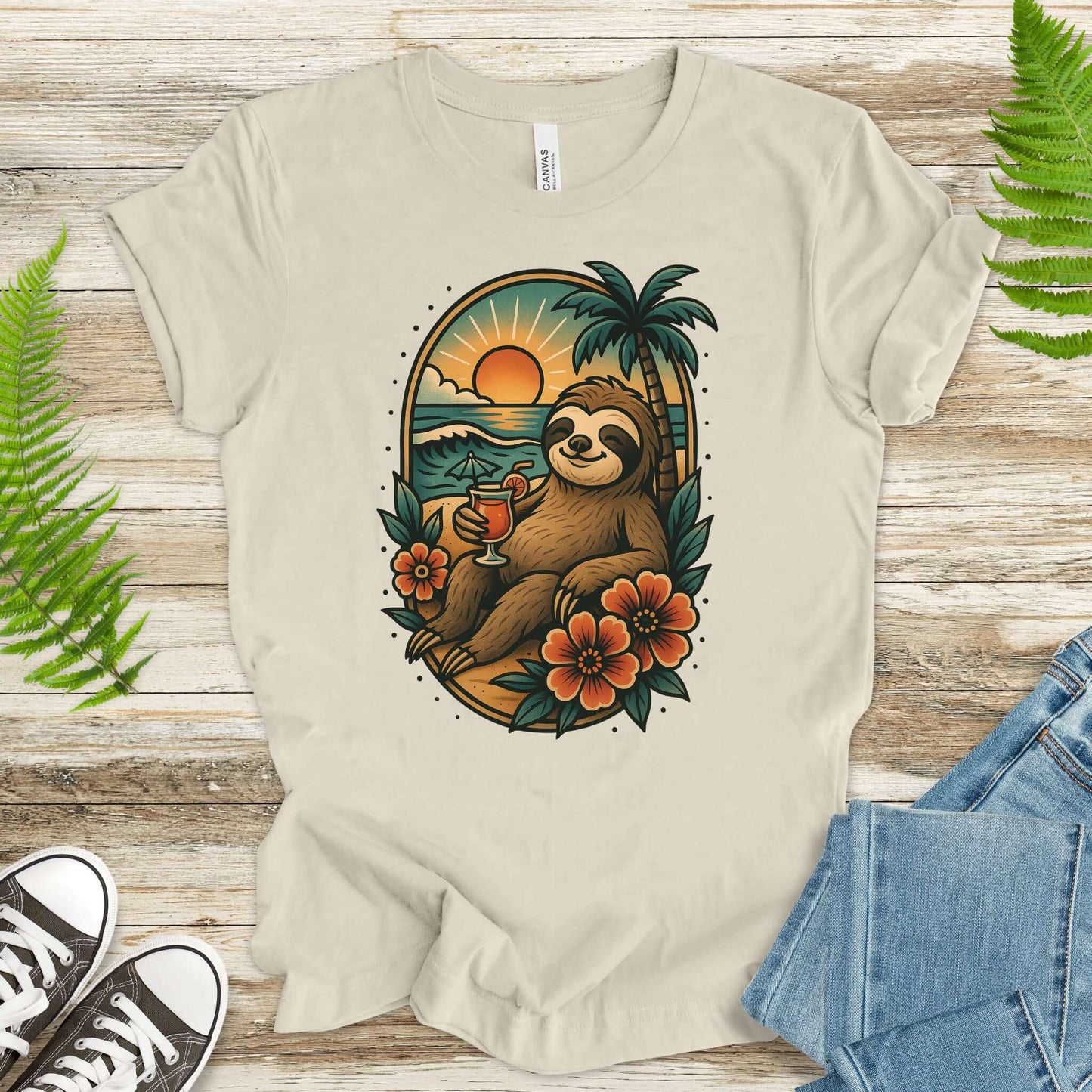 Sloth Beach Vibes Vacation T-Shirt