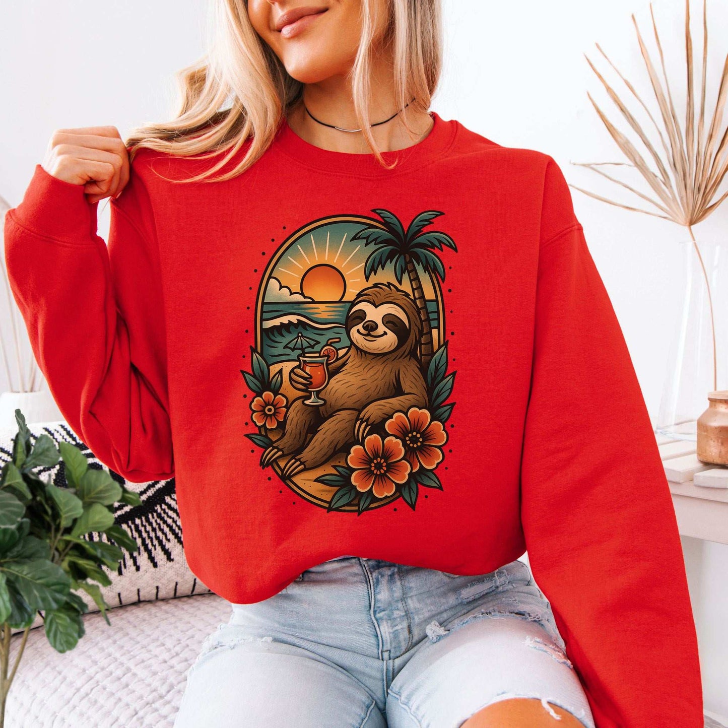 Sloth Beach Sweatshirt – Vacation Vibes for Chill Animal Lovers