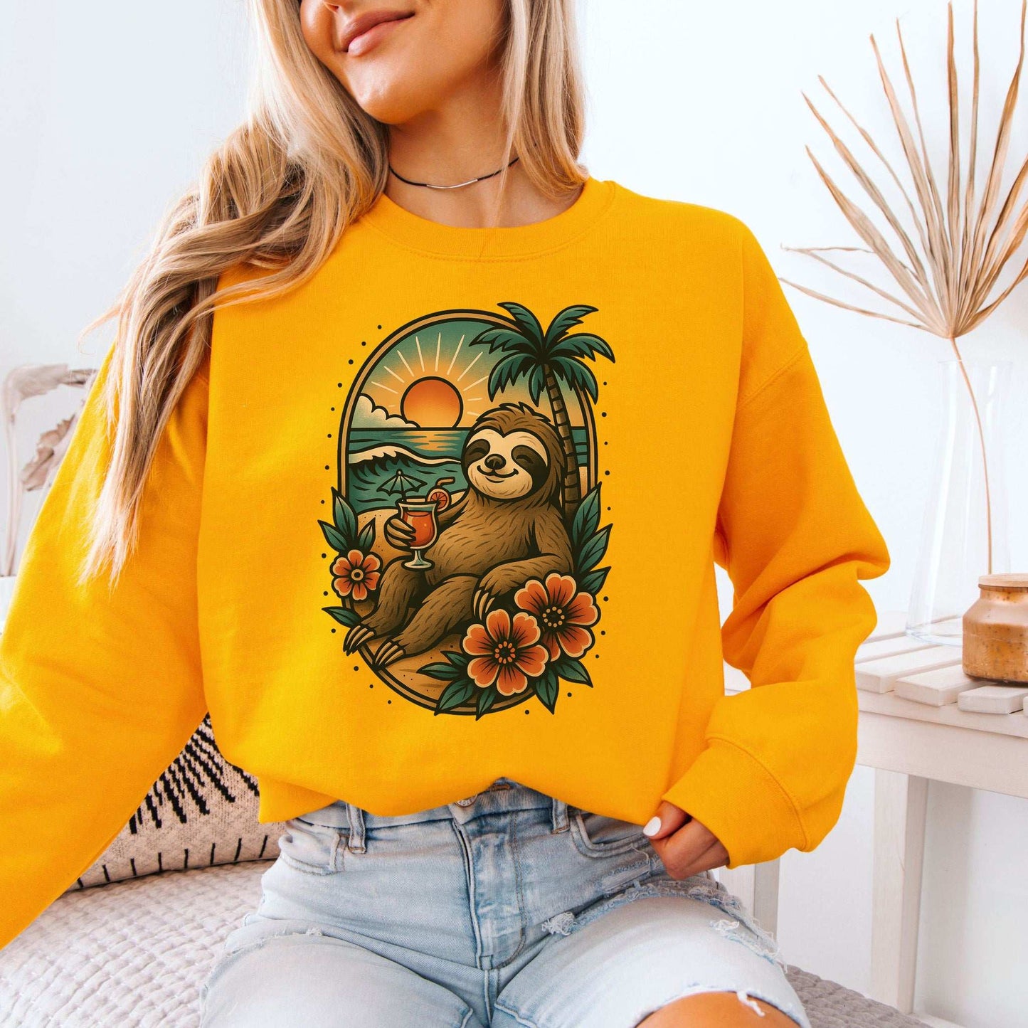 Sloth Beach Sweatshirt – Vacation Vibes for Chill Animal Lovers