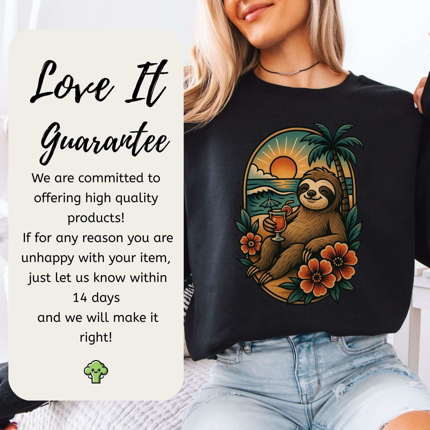 Sloth Beach Sweatshirt – Vacation Vibes for Chill Animal Lovers