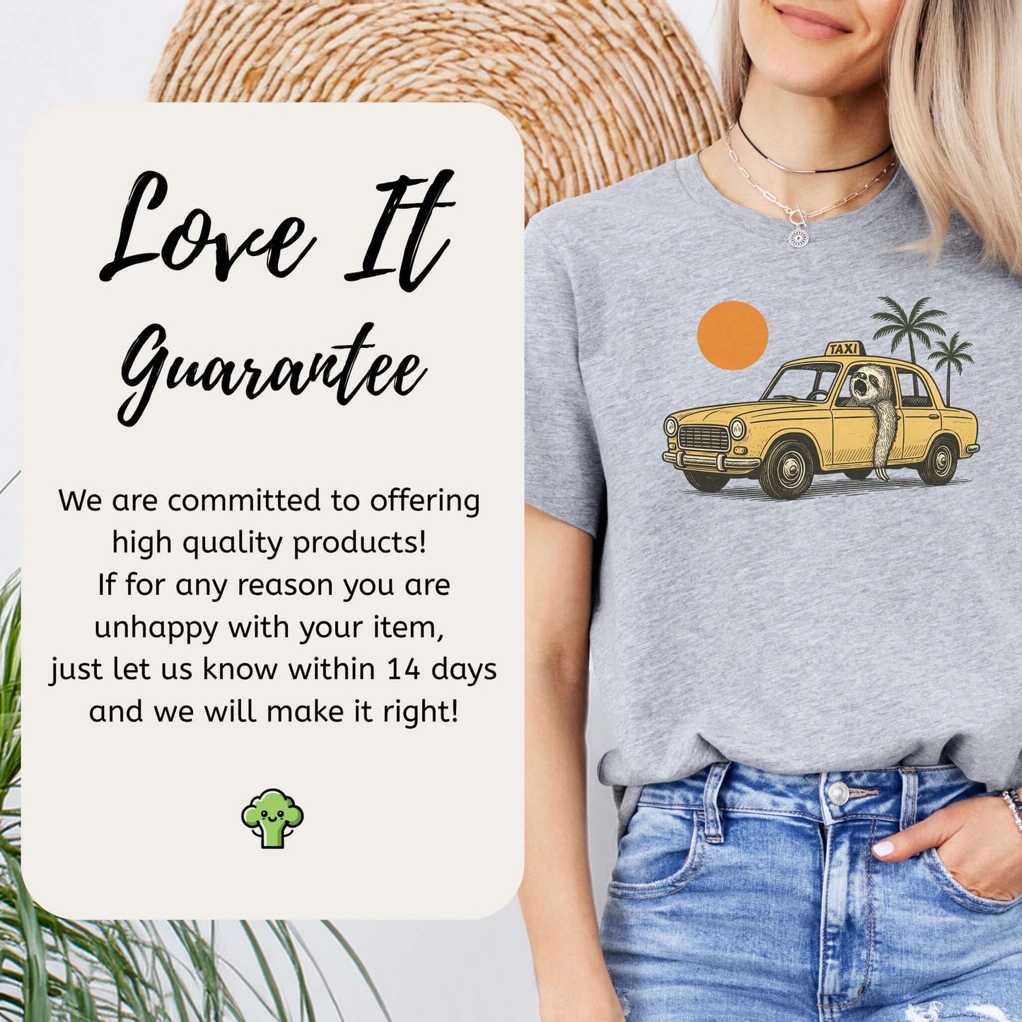 Sloth Taxi Driver T-Shirt – Funny Sloth Lover Shirt with Sunset & Palms