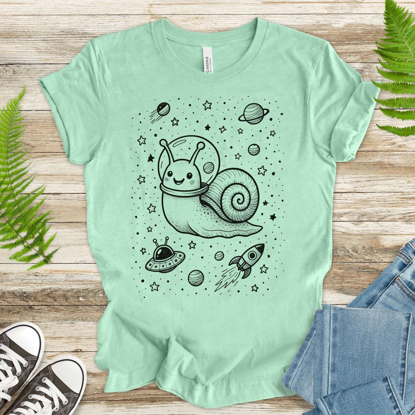 Space Snail Rocket Funny T-Shirt