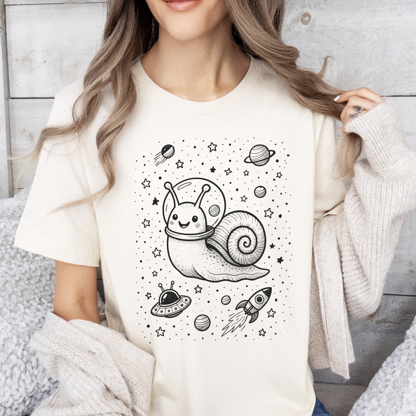Space Snail Rocket Funny T-Shirt