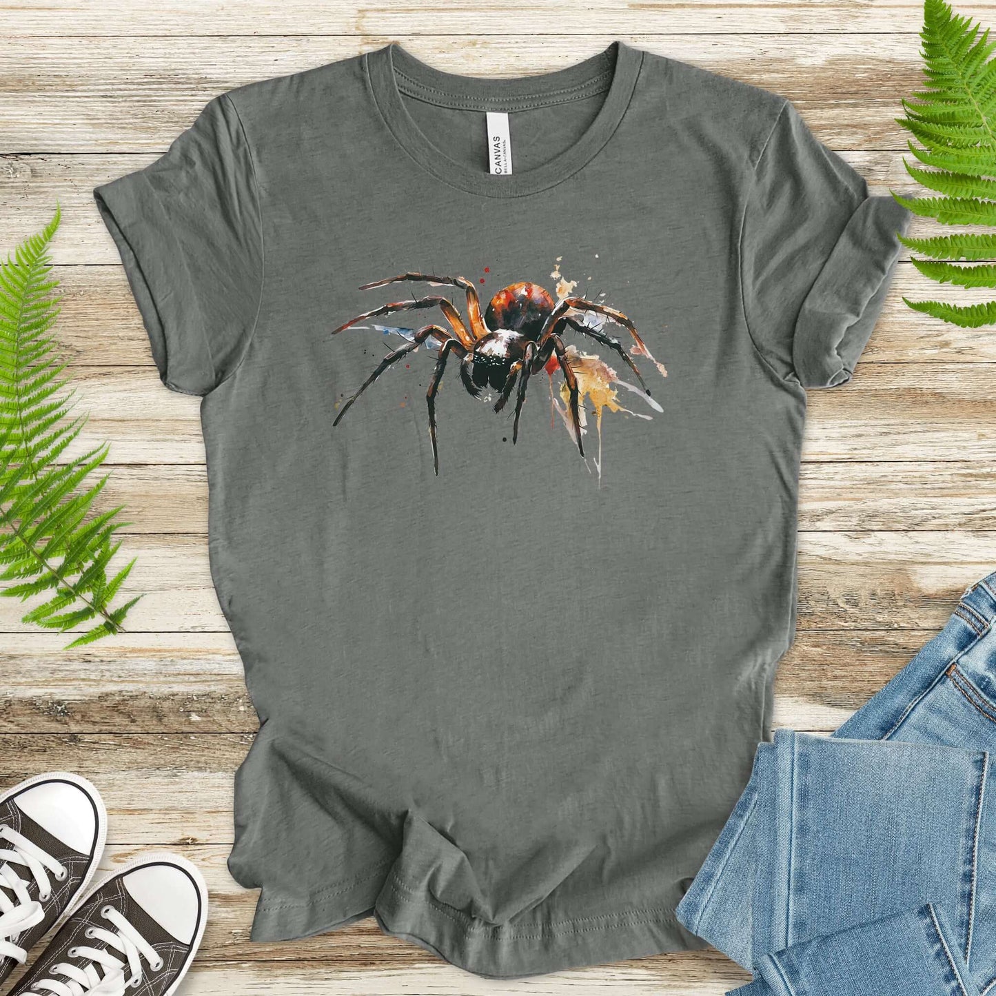 Watercolor Spider T-Shirt – Bold Gothic Nature Lover Tee