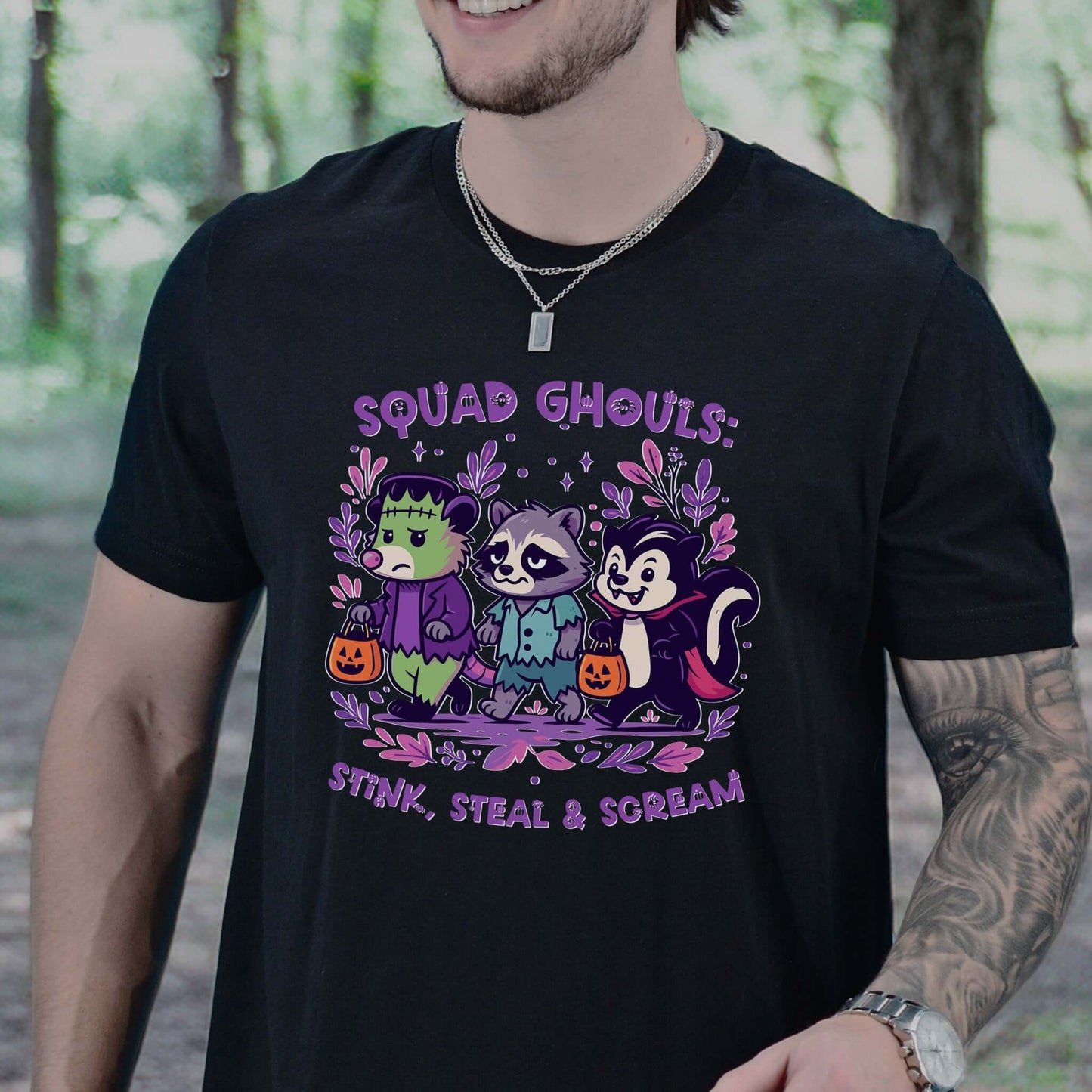 Squad Ghouls Halloween T-Shirt – Funny Raccoon, Opossum & Skunk Trick or Treat Tee