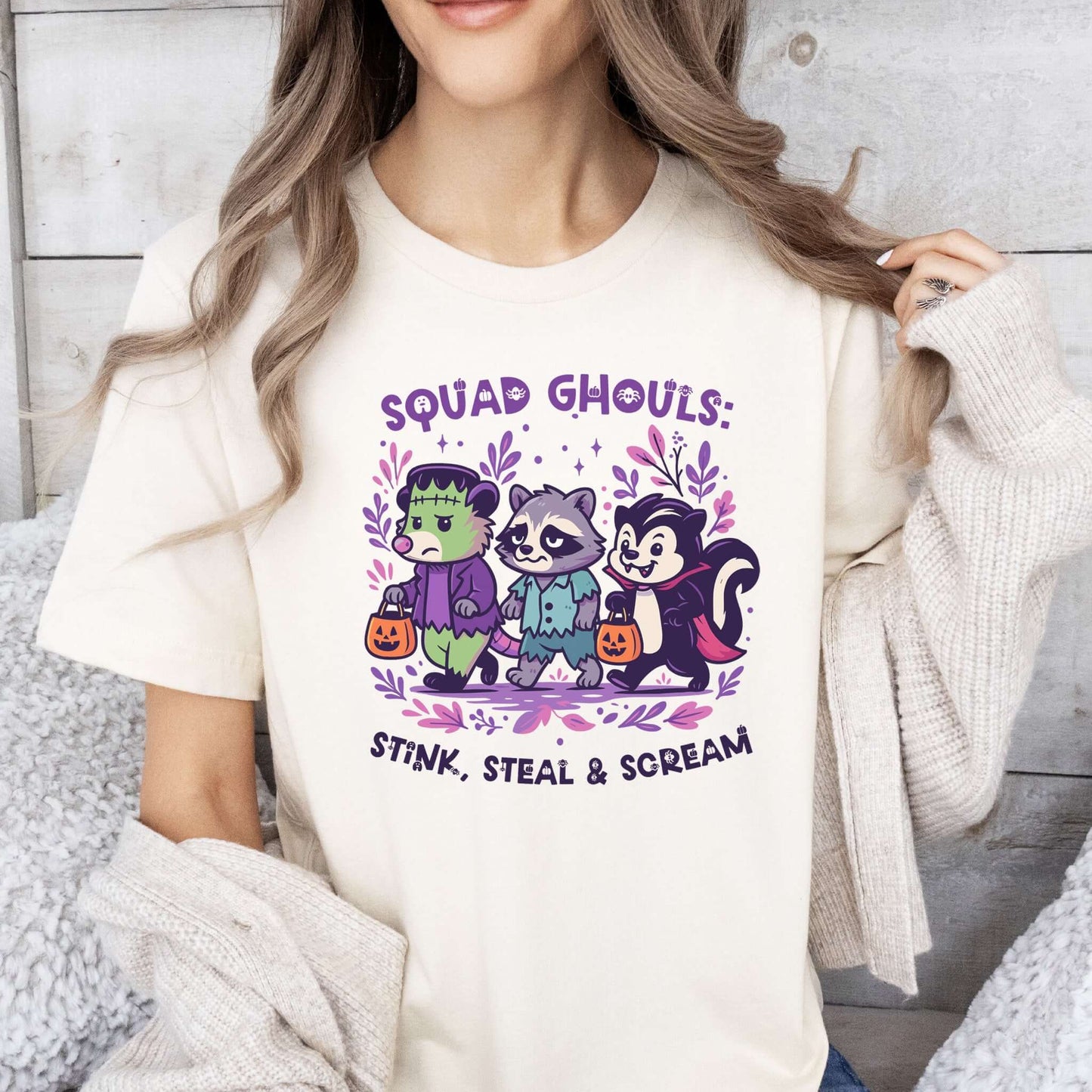 Squad Ghouls Halloween T-Shirt – Funny Raccoon, Opossum & Skunk Trick or Treat Tee