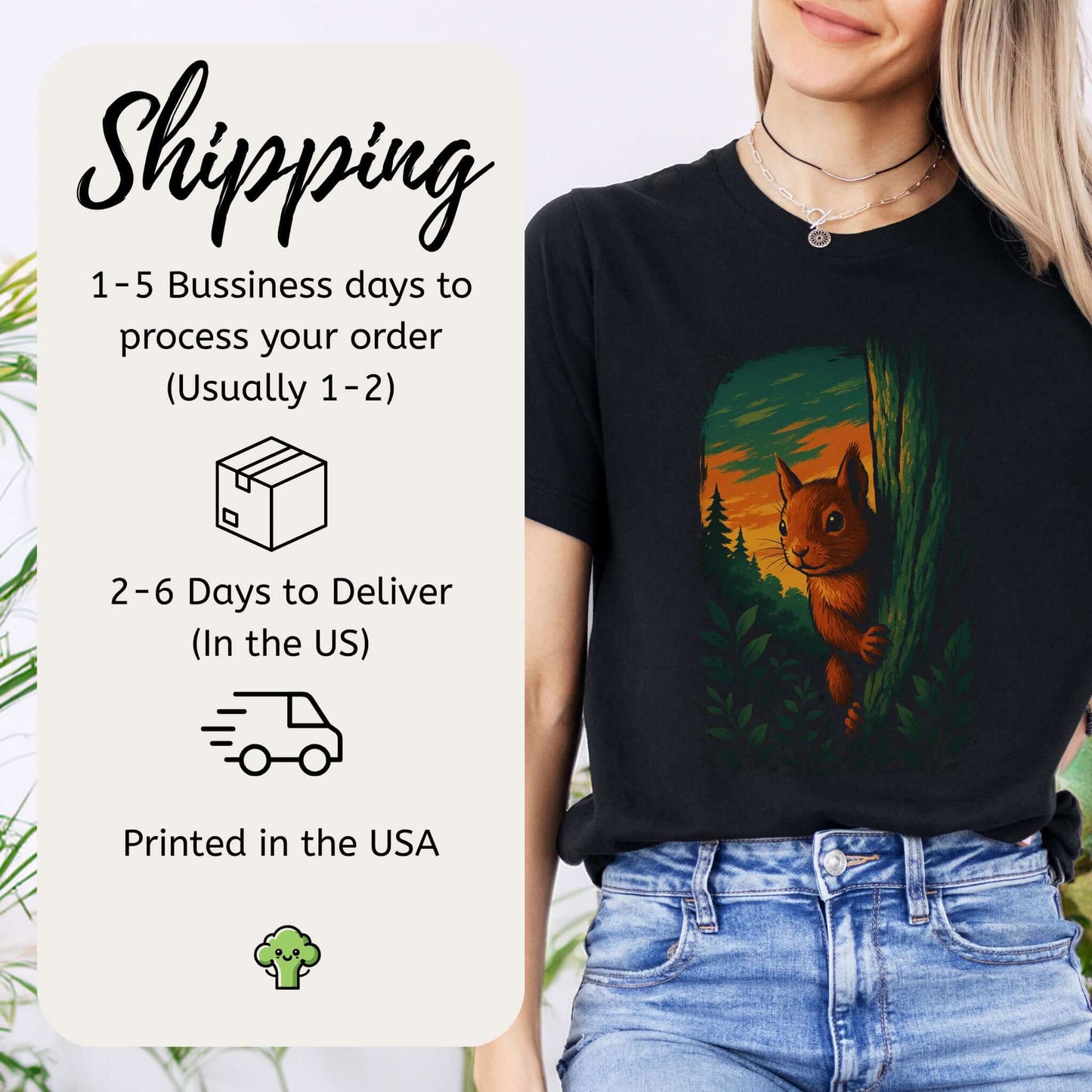 Squirrel Peeking in Forest T-Shirt – Spirit Animal of Playfulness