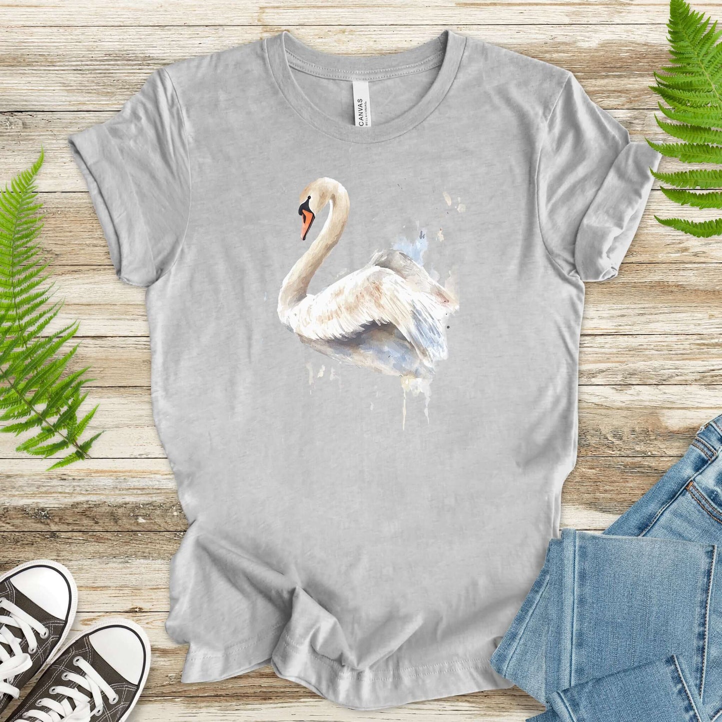 Watercolor Swan T-Shirt – Elegant Bird Lover Gift Tee