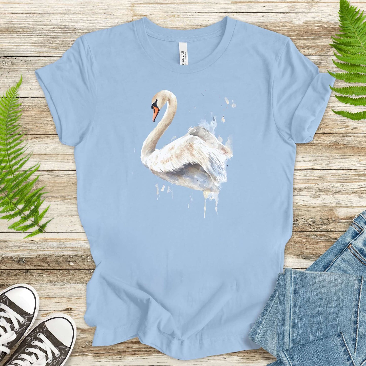 Watercolor Swan T-Shirt – Elegant Bird Lover Gift Tee