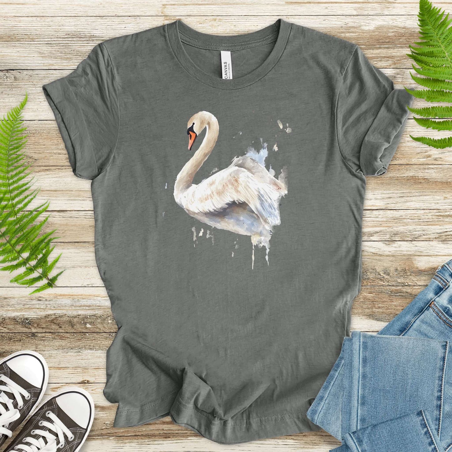 Watercolor Swan T-Shirt – Elegant Bird Lover Gift Tee
