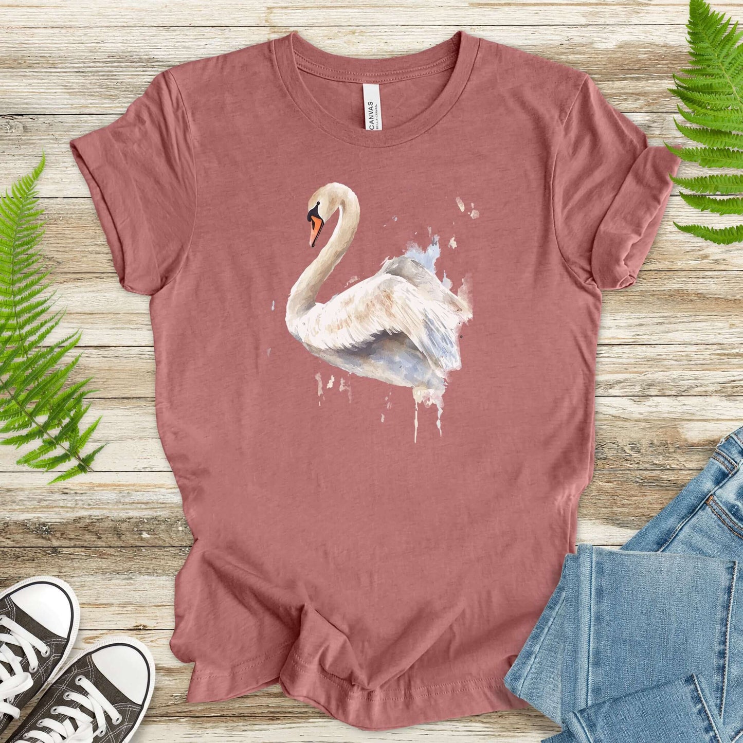 Watercolor Swan T-Shirt – Elegant Bird Lover Gift Tee