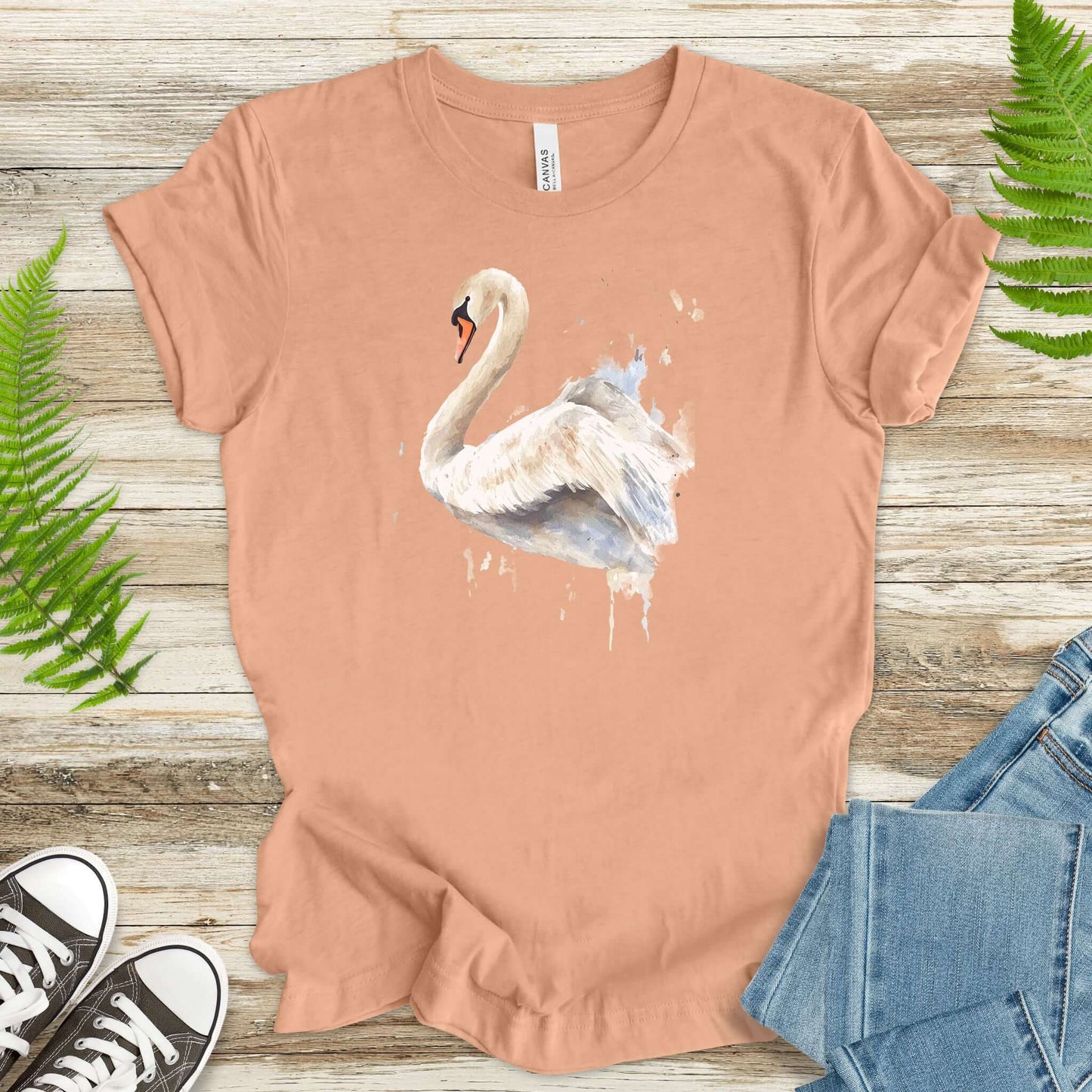 Watercolor Swan T-Shirt – Elegant Bird Lover Gift Tee