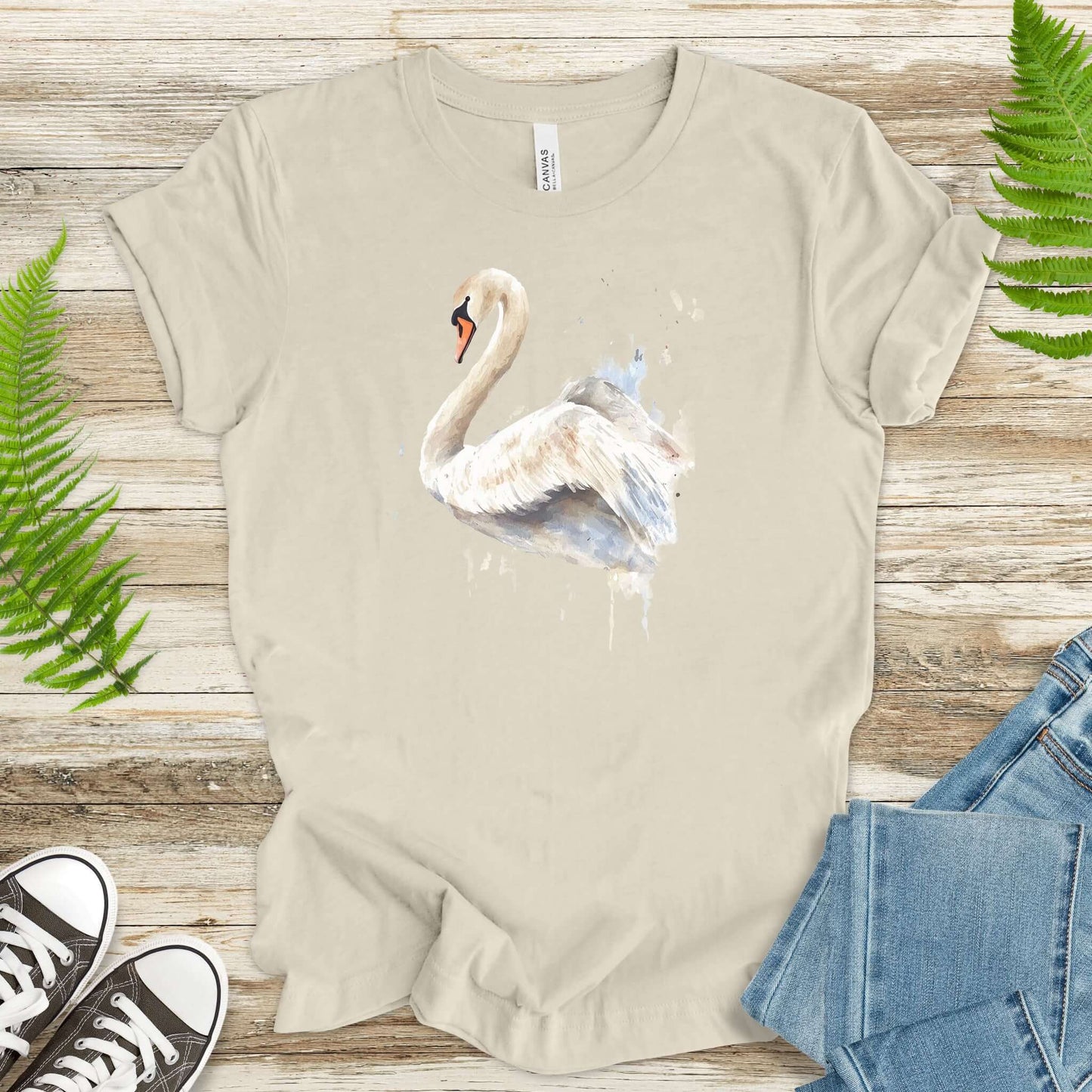 Watercolor Swan T-Shirt – Elegant Bird Lover Gift Tee