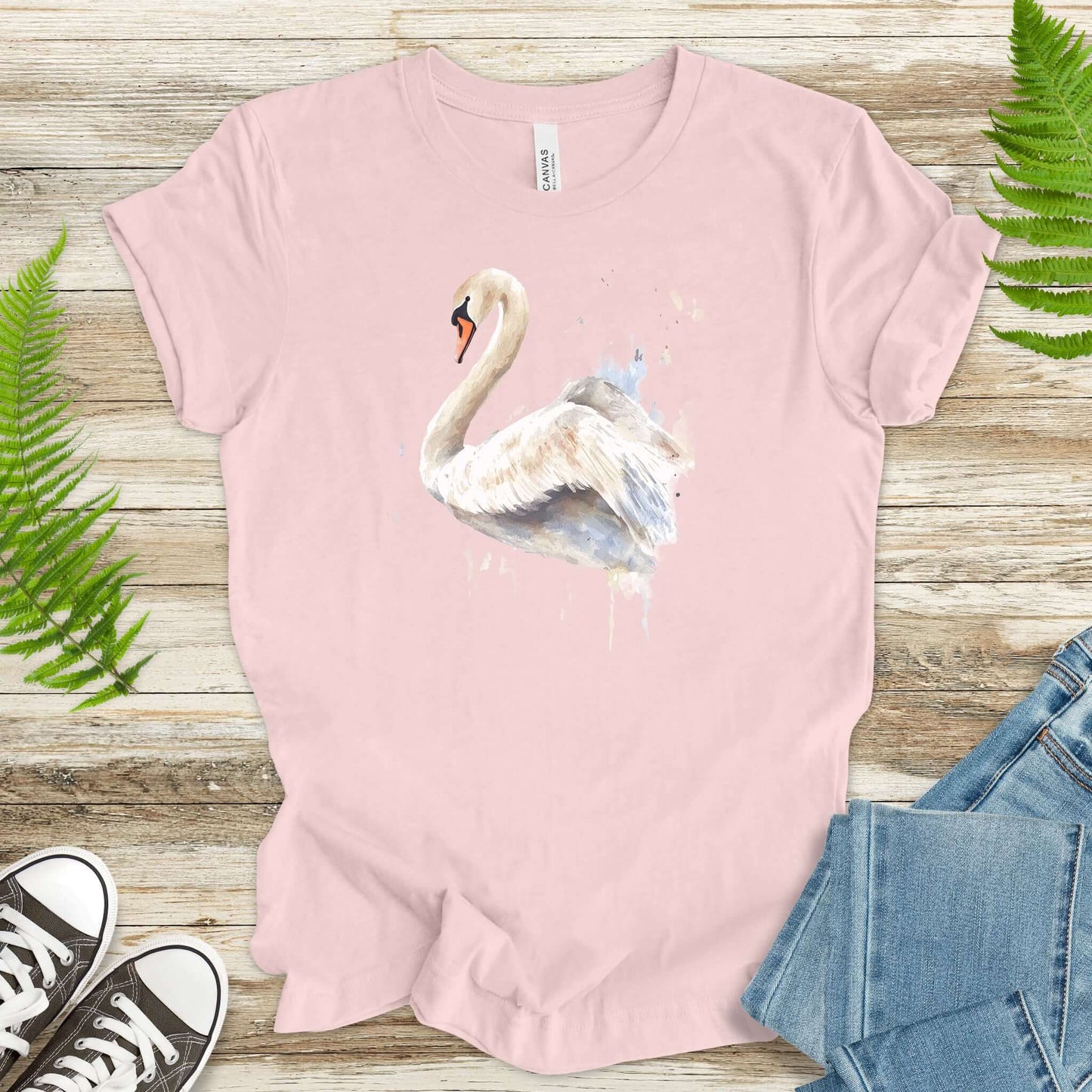 Watercolor Swan T-Shirt – Elegant Bird Lover Gift Tee