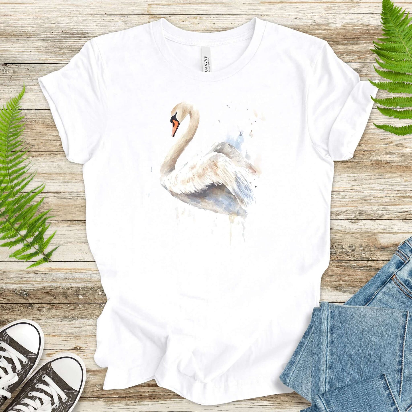Watercolor Swan T-Shirt – Elegant Bird Lover Gift Tee