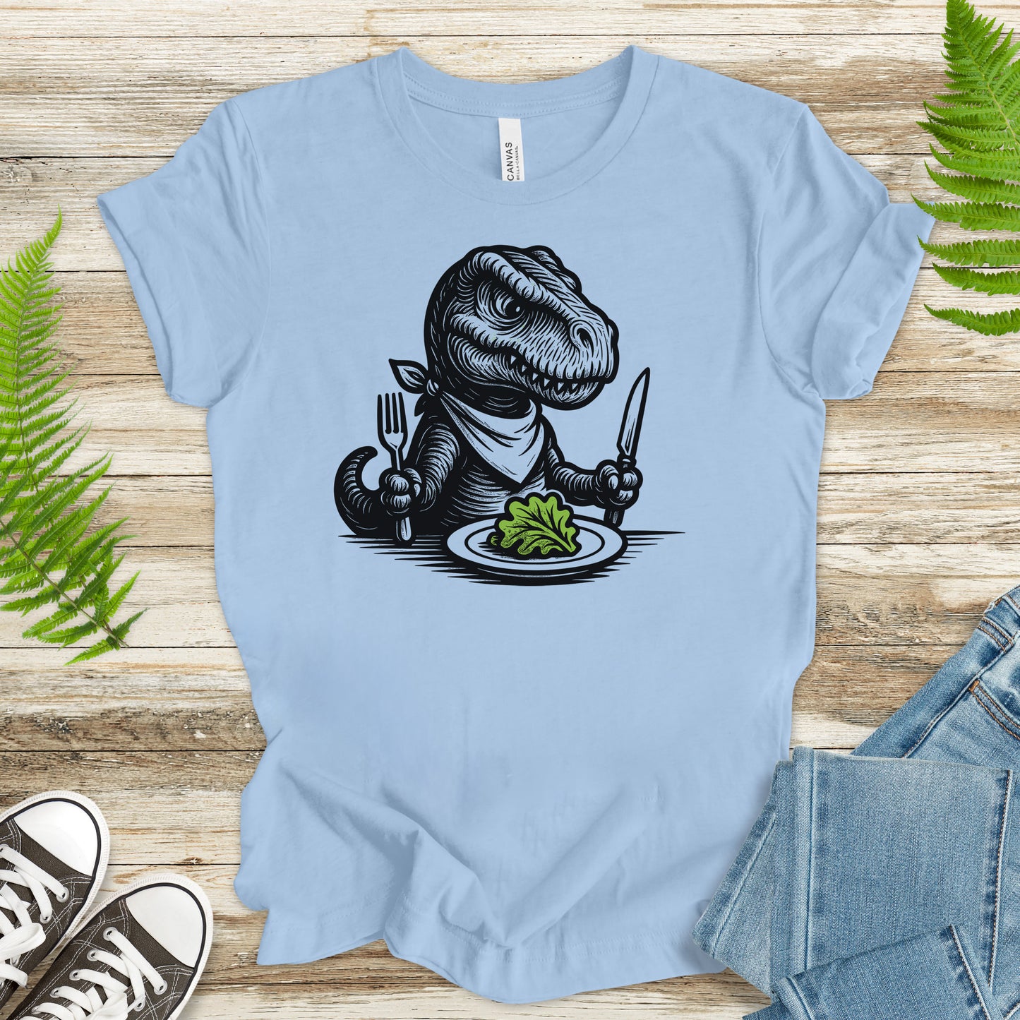 T-Rex Salad T-Shirt – Funny Dinosaur Vegan Gift Tee