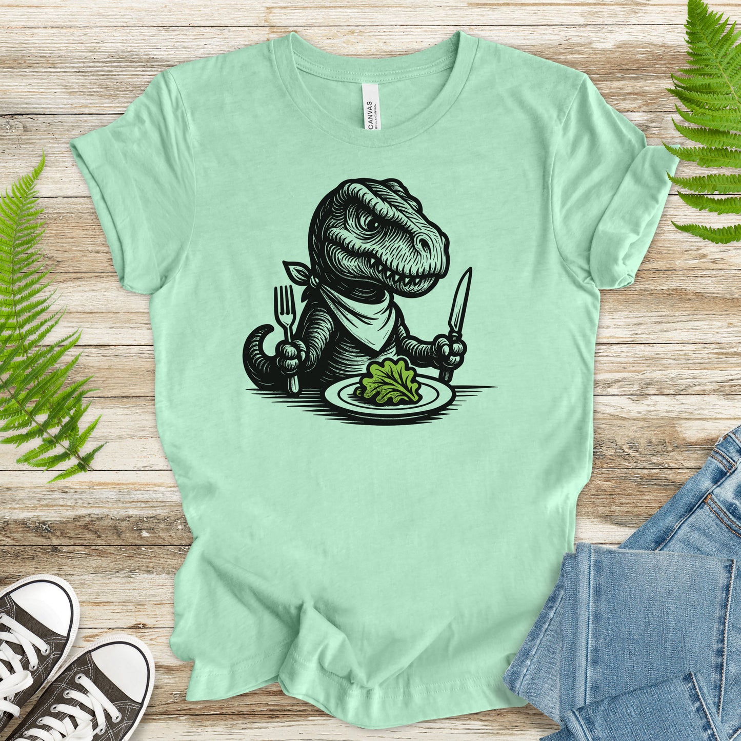 T-Rex Salad T-Shirt – Funny Dinosaur Vegan Gift Tee
