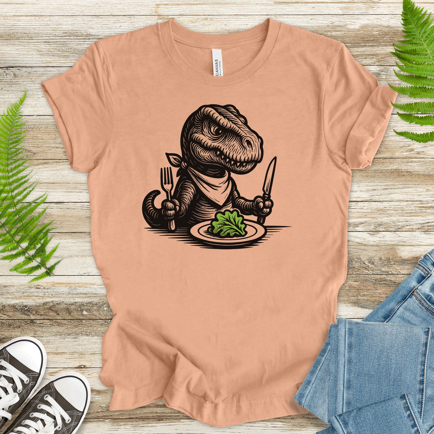 T-Rex Salad T-Shirt – Funny Dinosaur Vegan Gift Tee