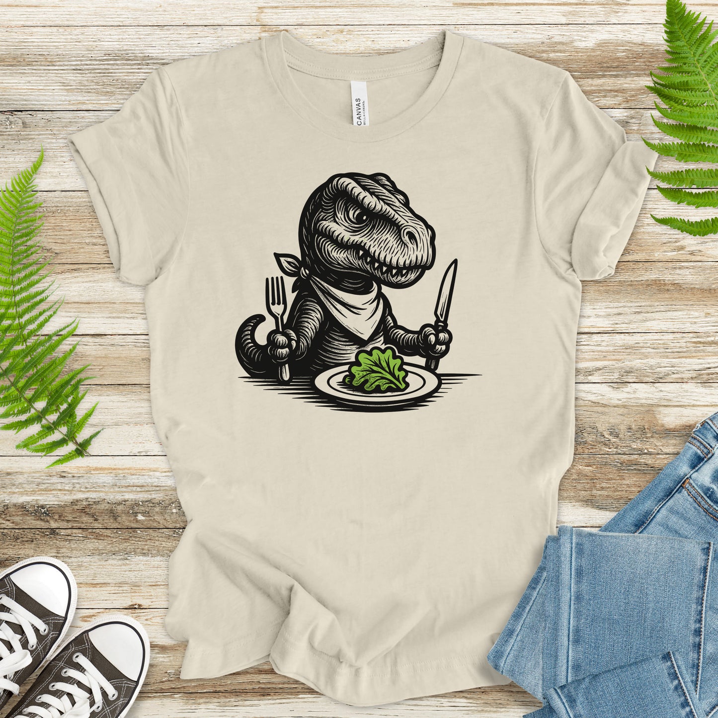 T-Rex Salad T-Shirt – Funny Dinosaur Vegan Gift Tee