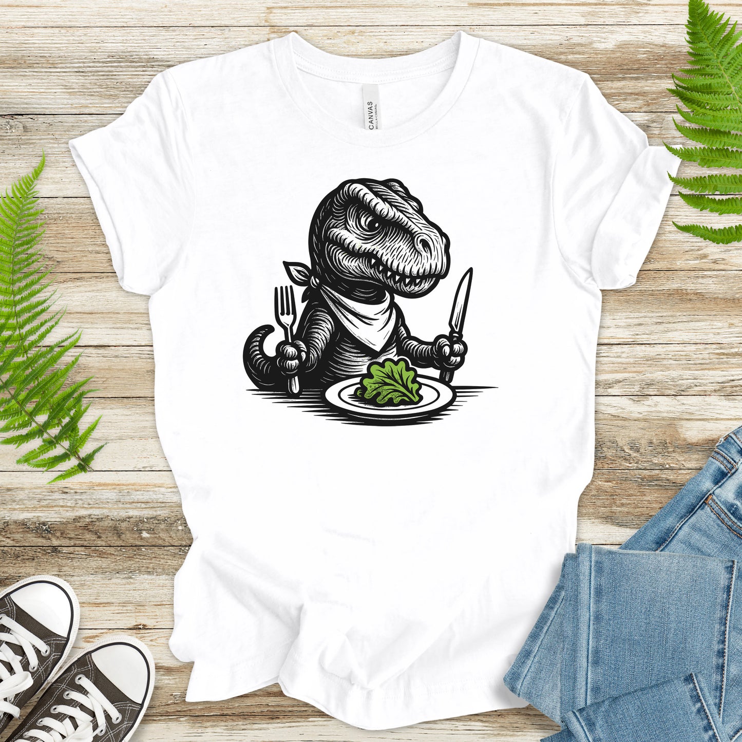 T-Rex Salad T-Shirt – Funny Dinosaur Vegan Gift Tee