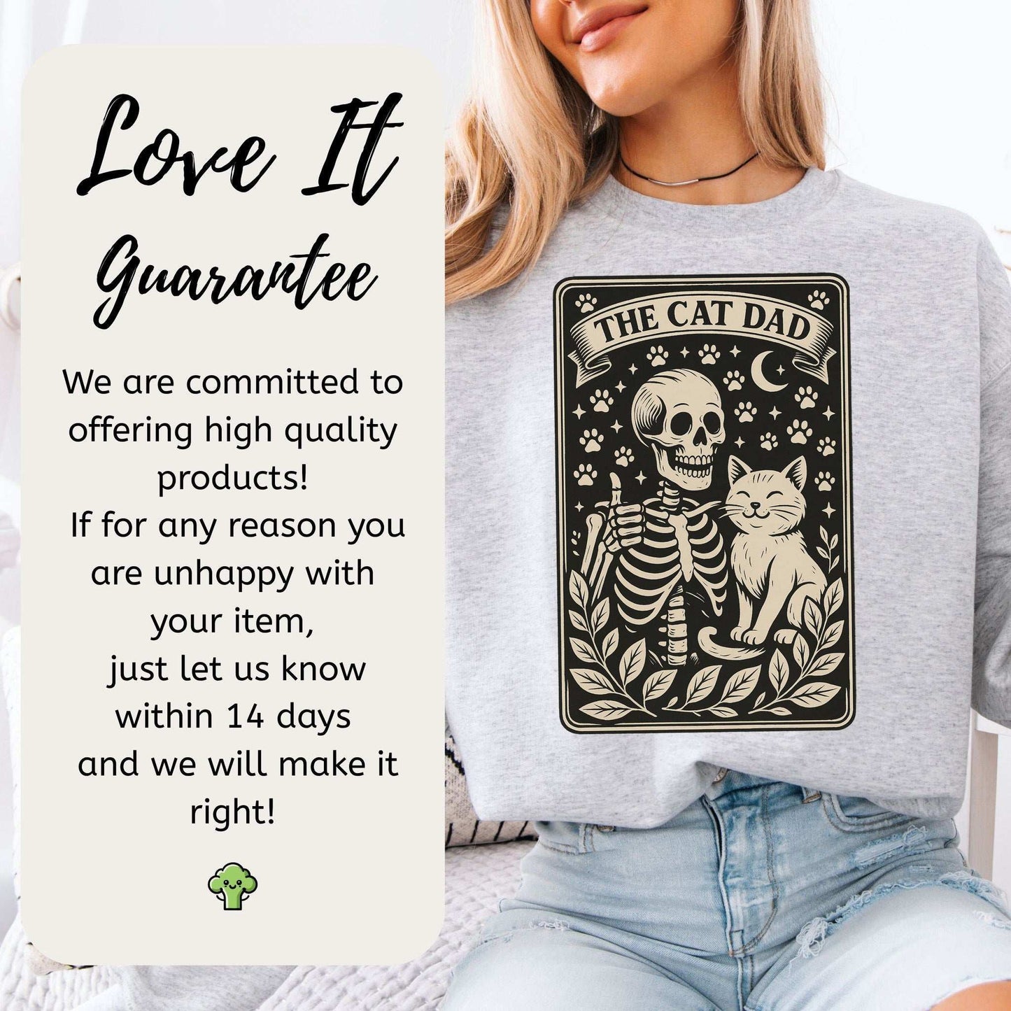 Cat Dad Skeleton Tarot Sweatshirt – Spooky Cute for Cat Lovers
