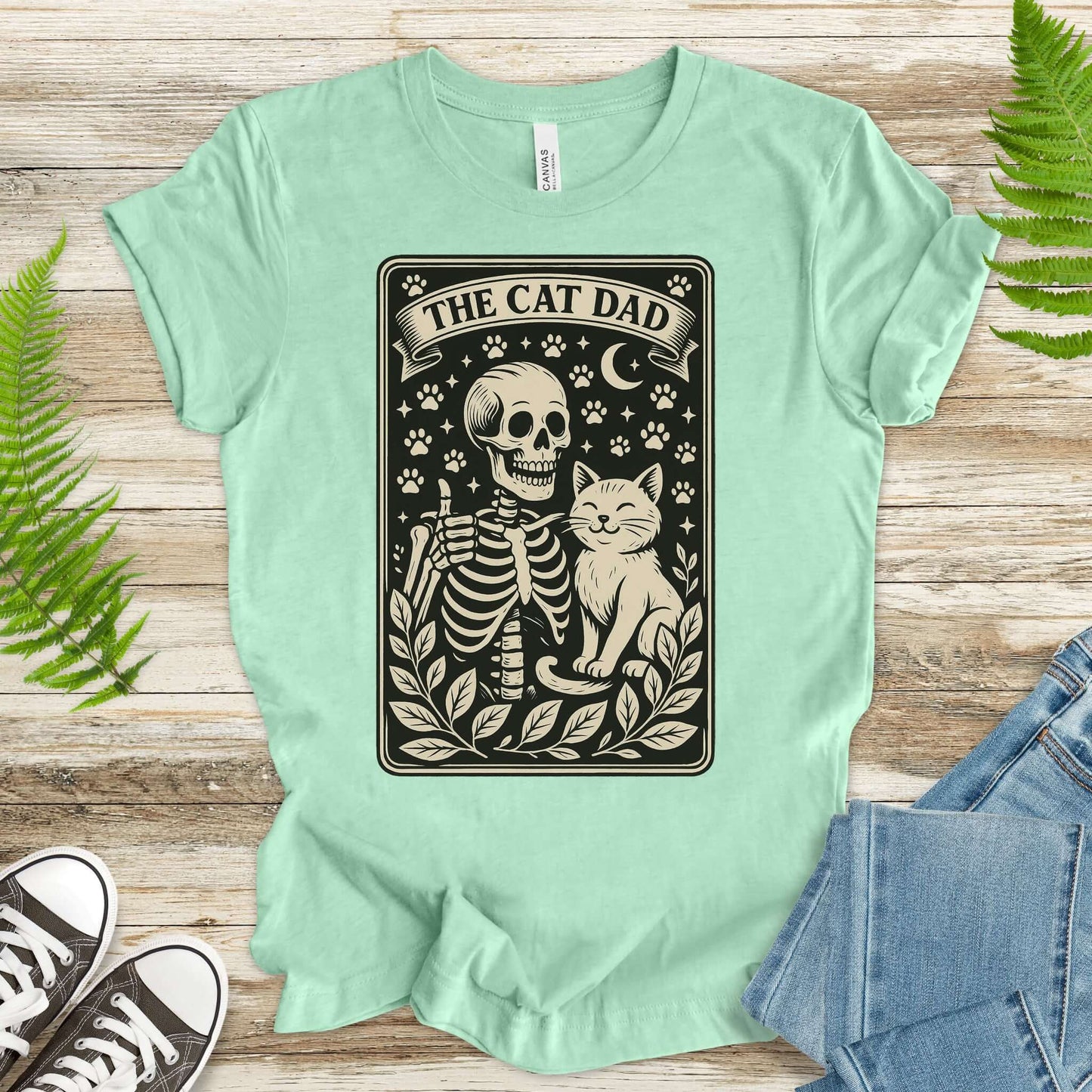 The Cat Dad Skeleton Tarot T-Shirt