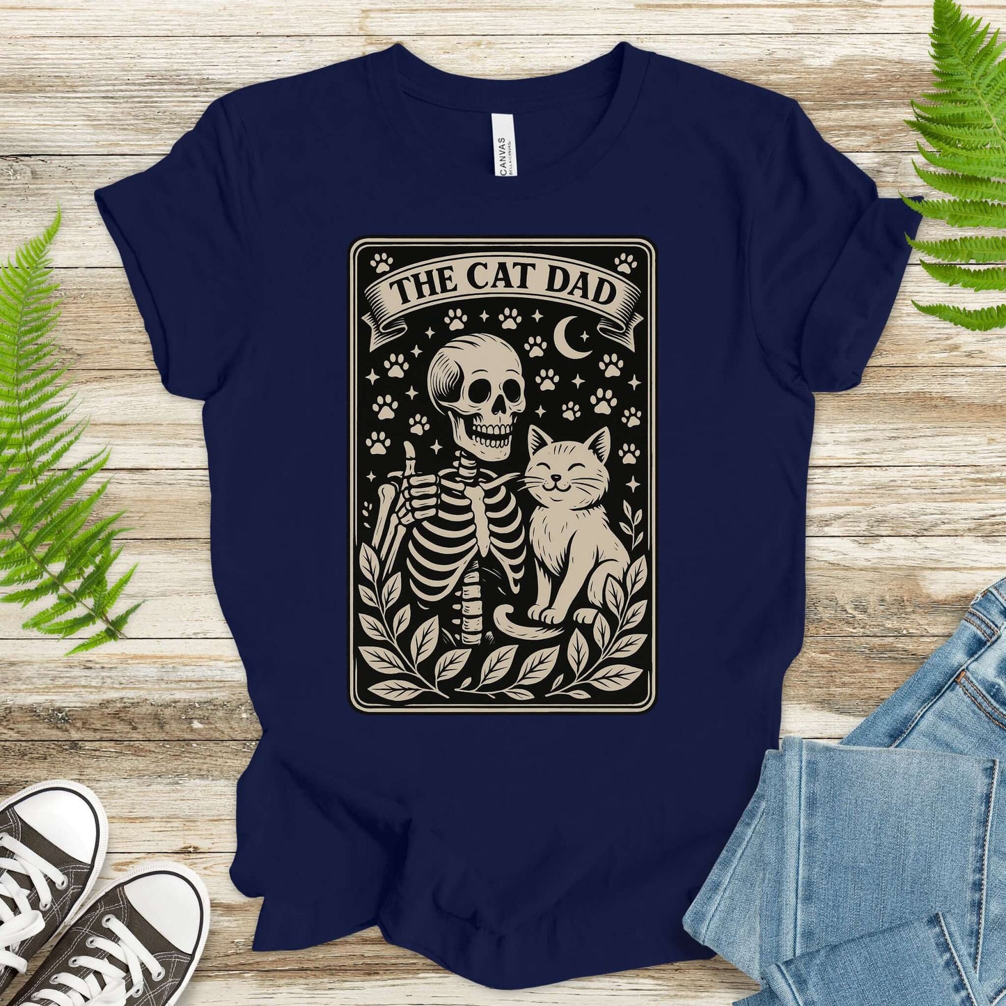 The Cat Dad Skeleton Tarot T-Shirt