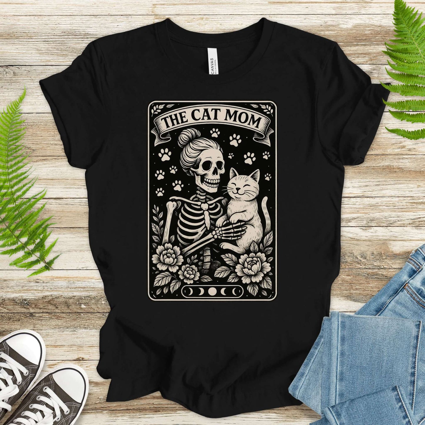 The Cat Mom Skeleton Tarot T-Shirt