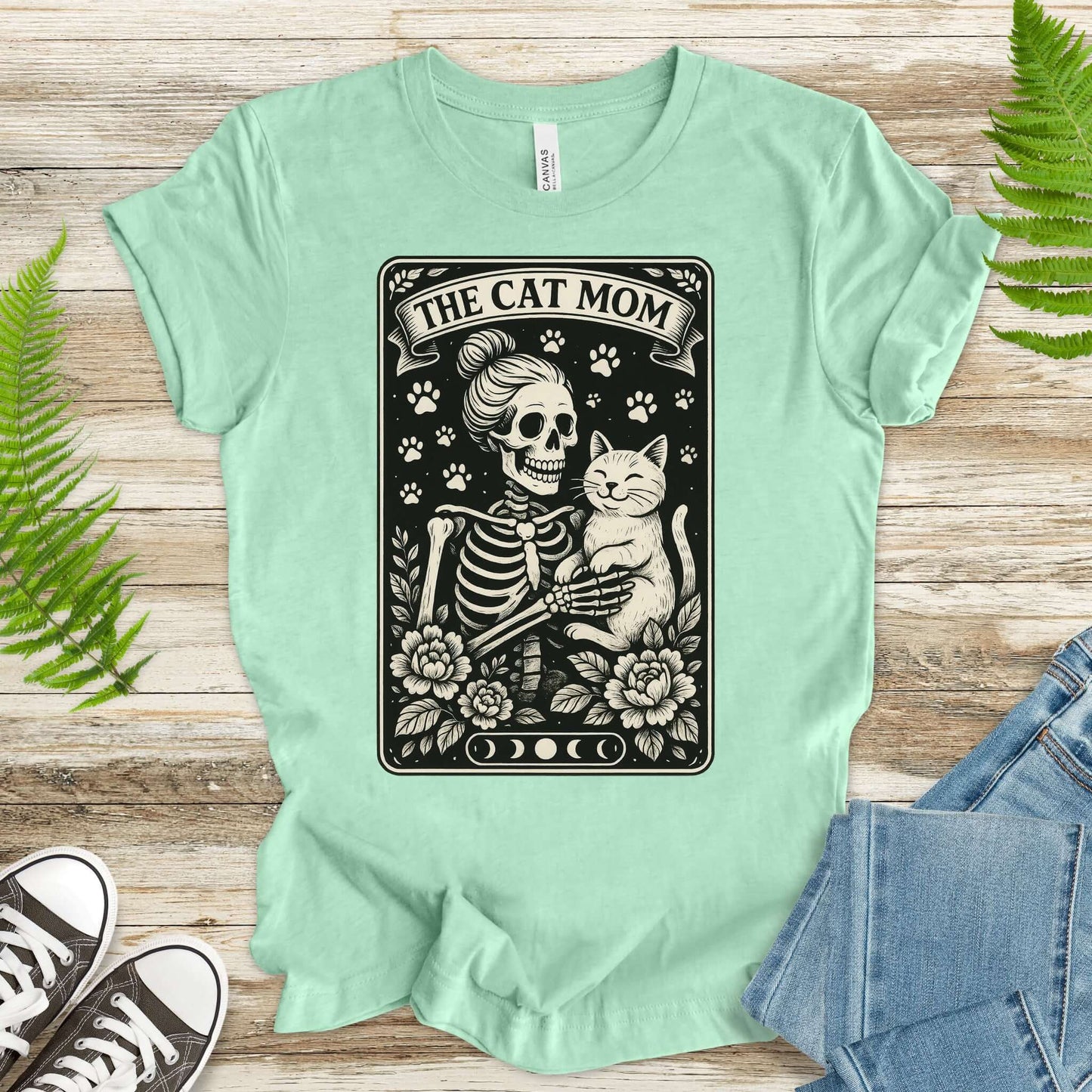 The Cat Mom Skeleton Tarot T-Shirt