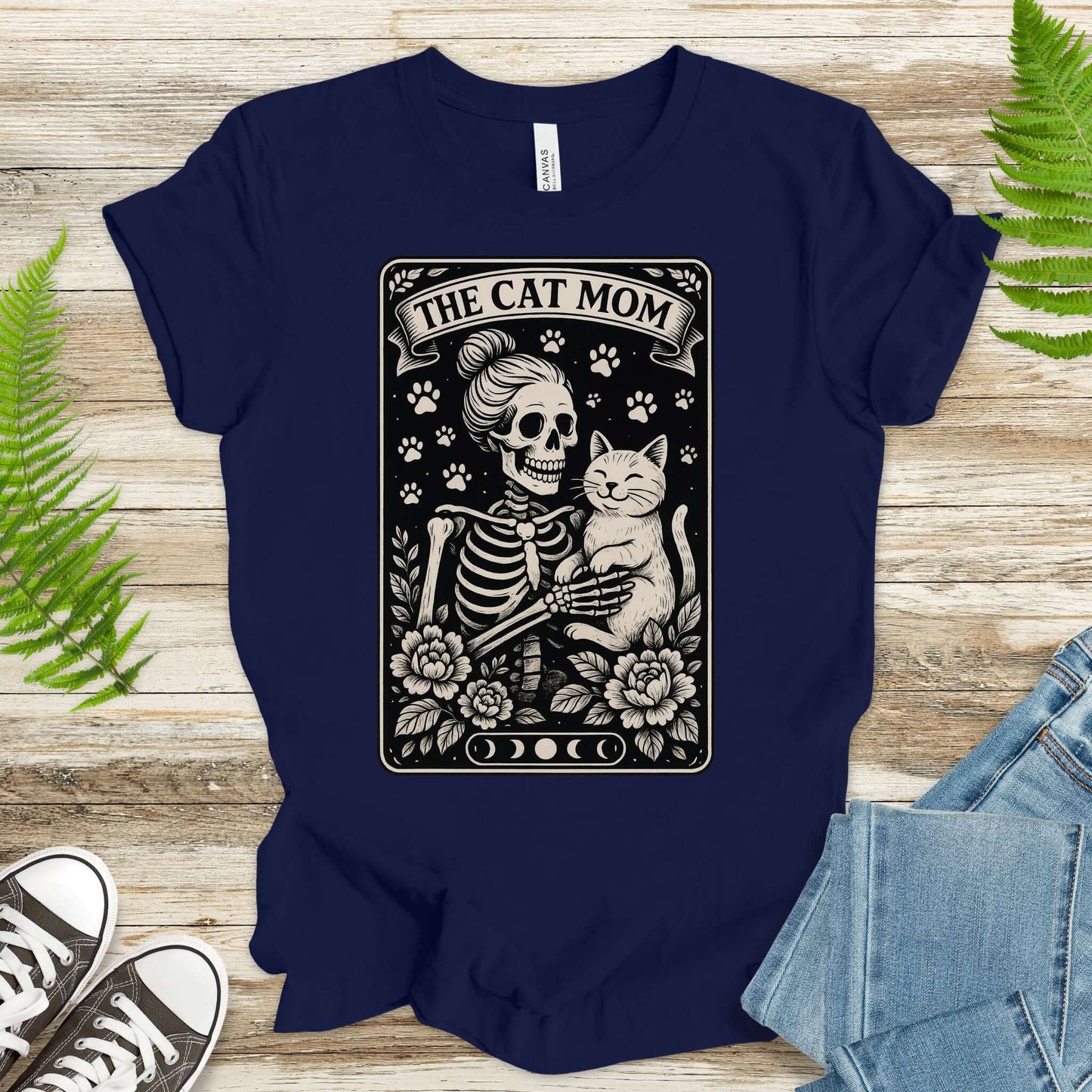 The Cat Mom Skeleton Tarot T-Shirt