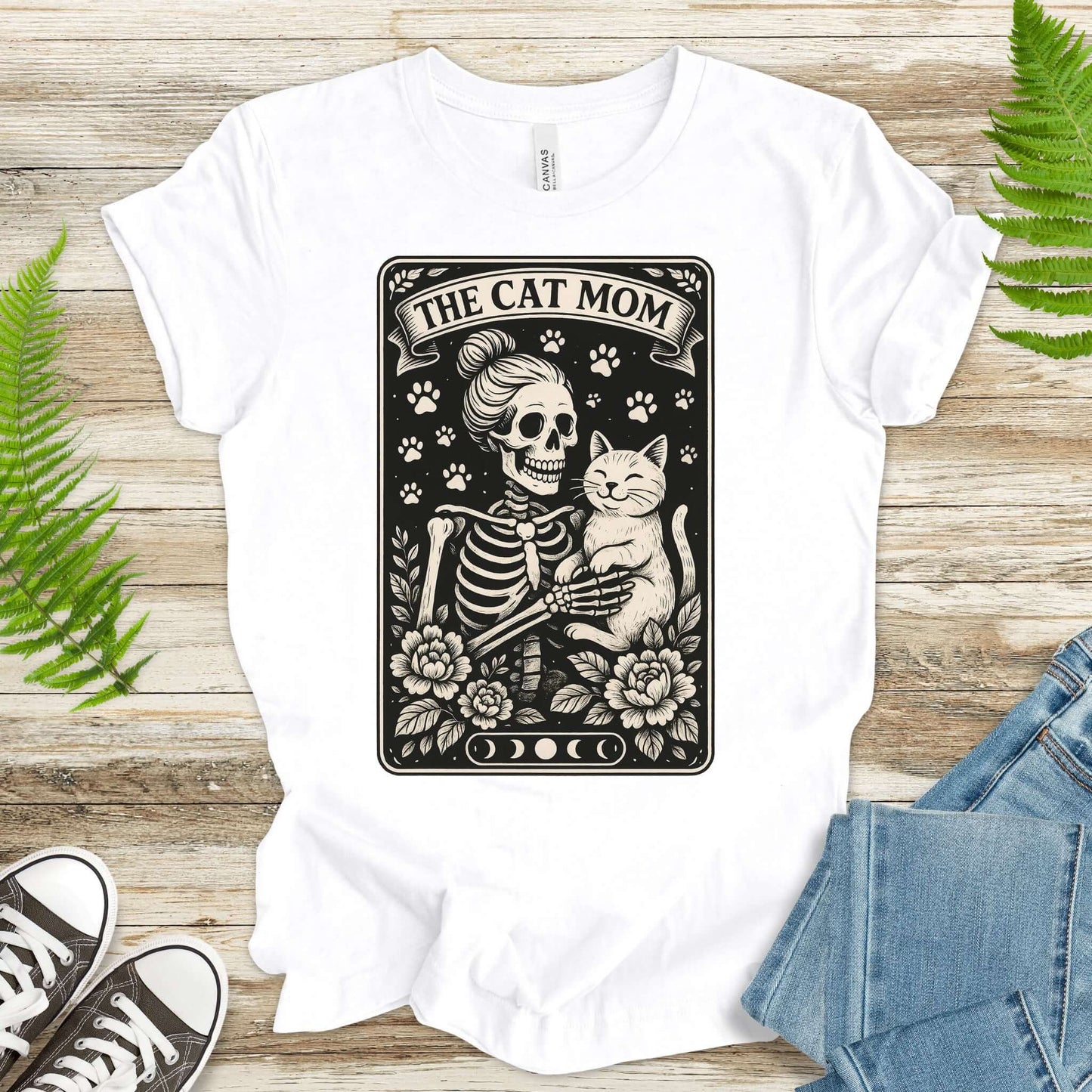 The Cat Mom Skeleton Tarot T-Shirt