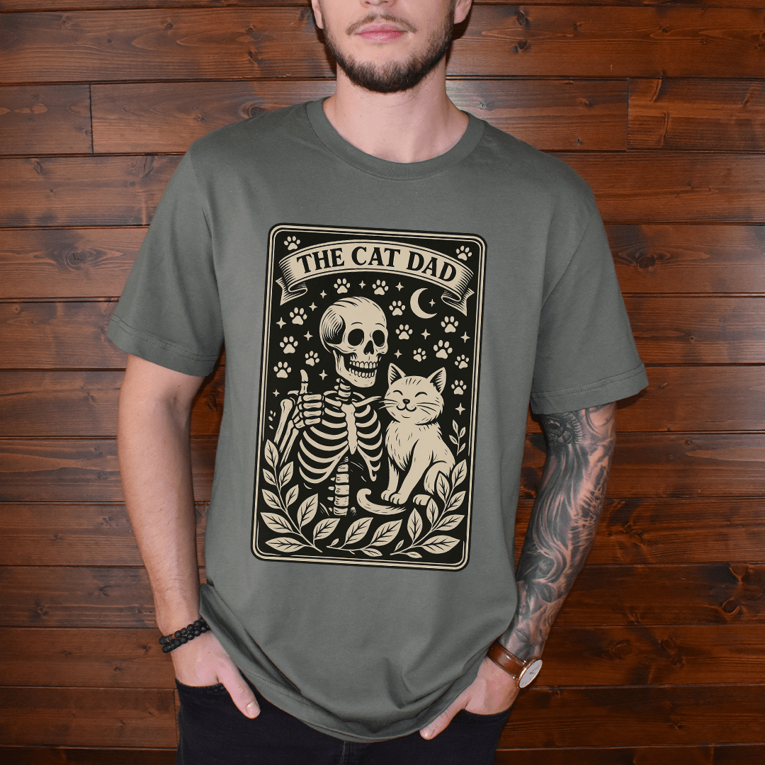 The Cat Dad Skeleton Tarot T-Shirt