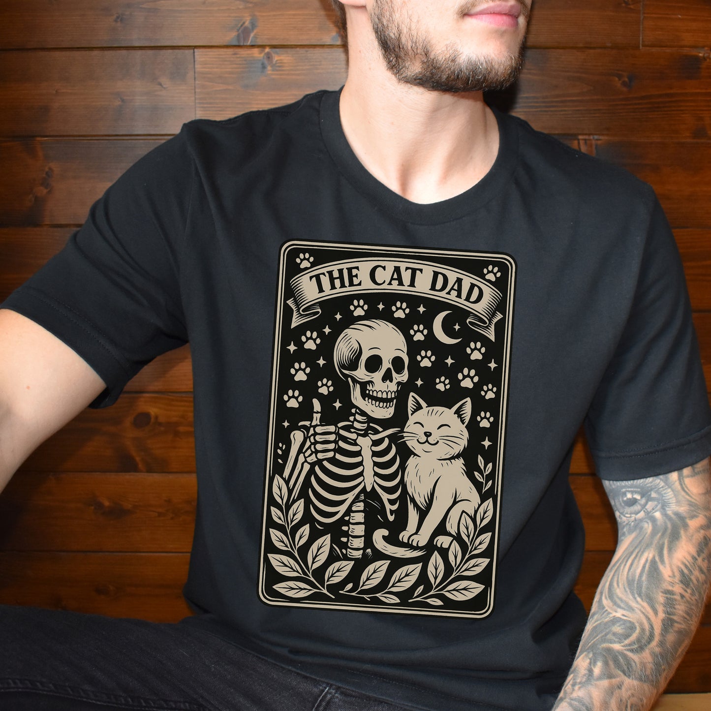 The Cat Dad Skeleton Tarot T-Shirt