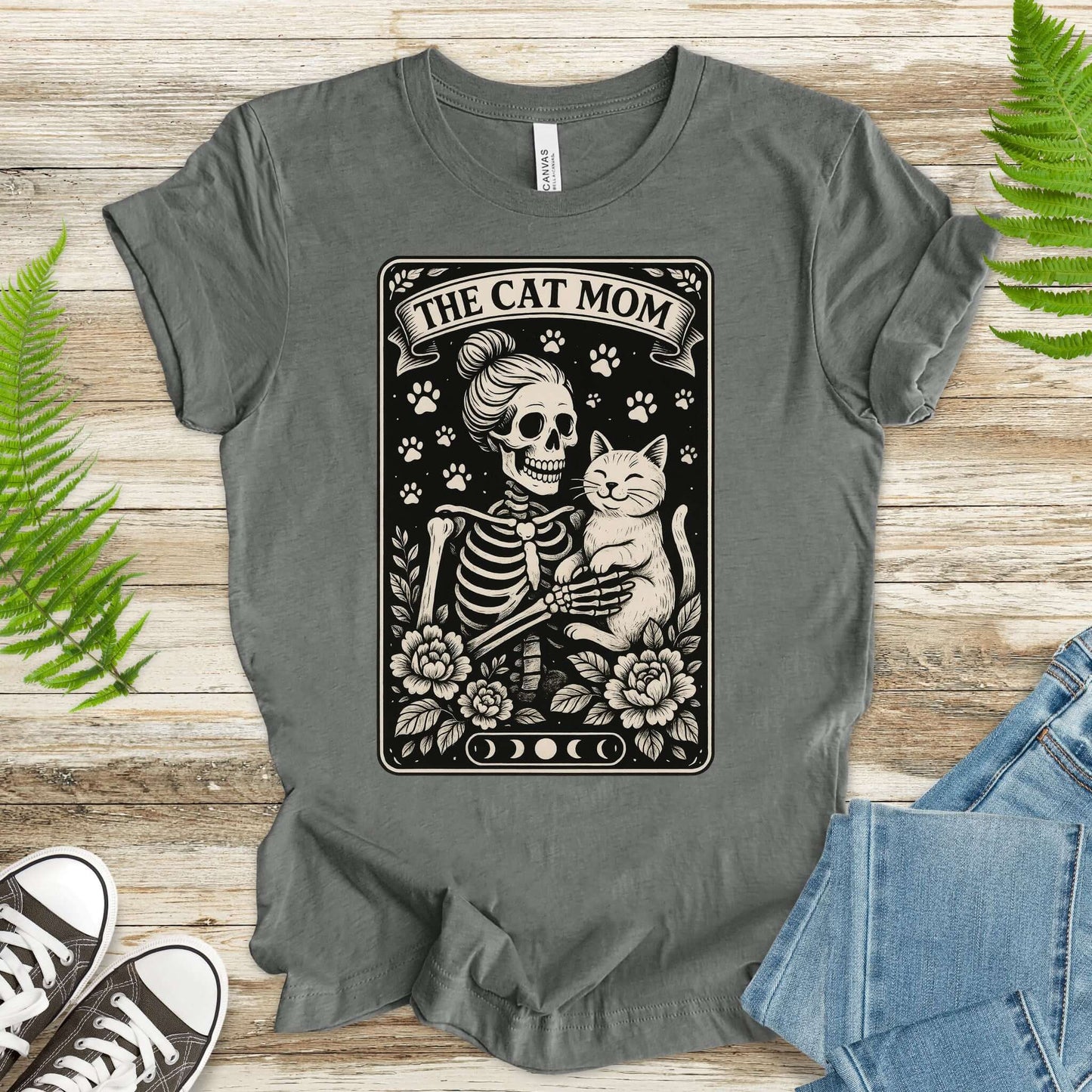 The Cat Mom Skeleton Tarot T-Shirt